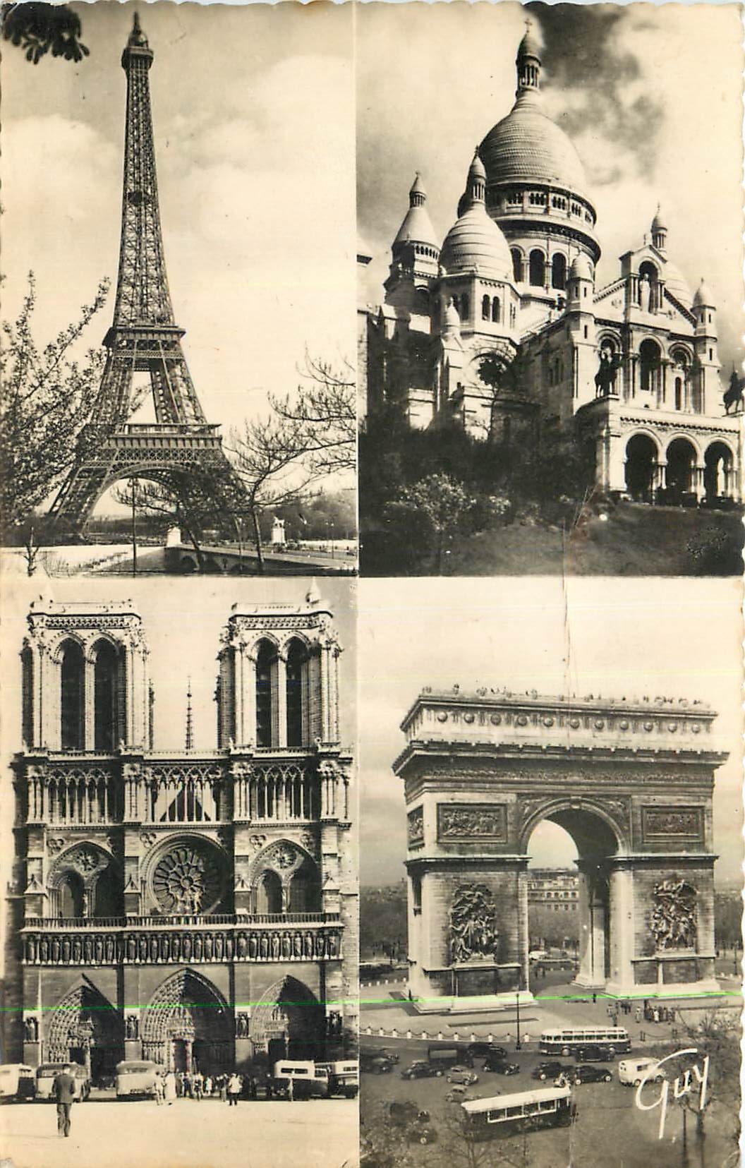 CPA Paris et ses Merveilles La Tour Eiffel La Basilique du Sacre Coeur de Montmartre La Cathedrale N