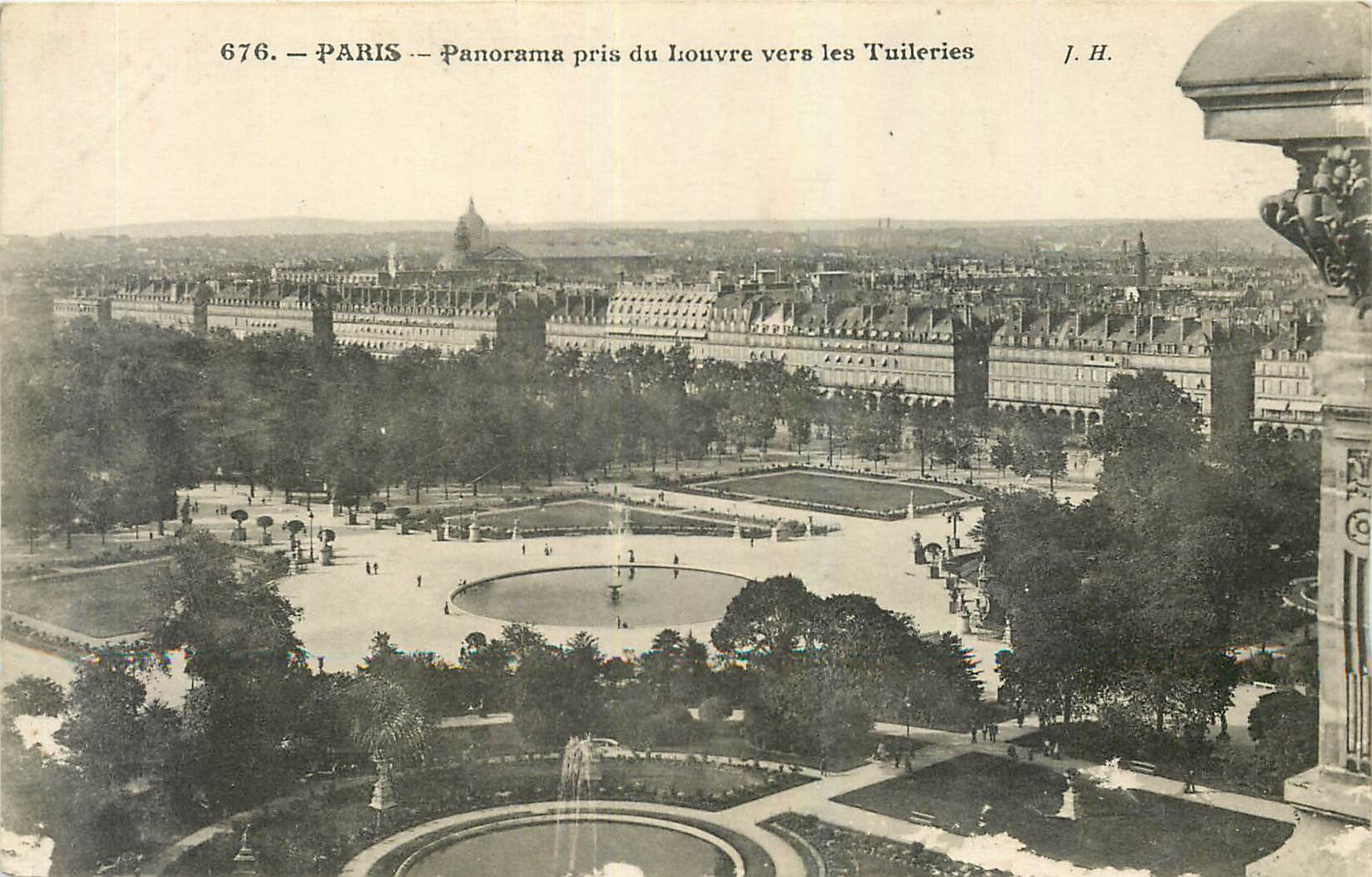 CPA Paris Panorama pris du Louvre vers les Tuileries