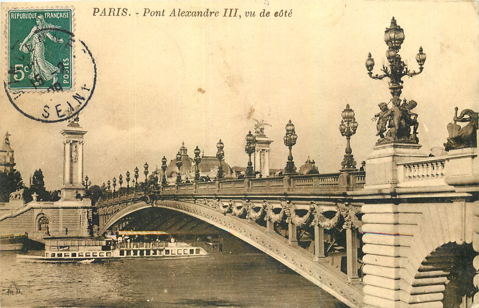 CPA Paris Pont Alexandre III vu de cote 