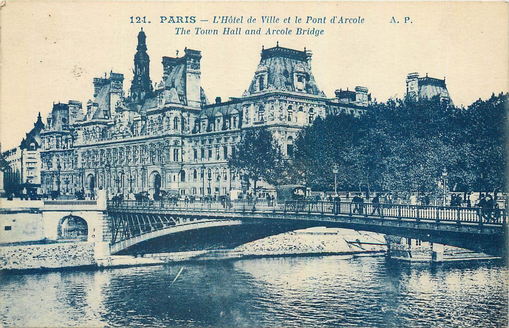 CPA Paris l'Hotel de Ville et le Pont d'Arcole