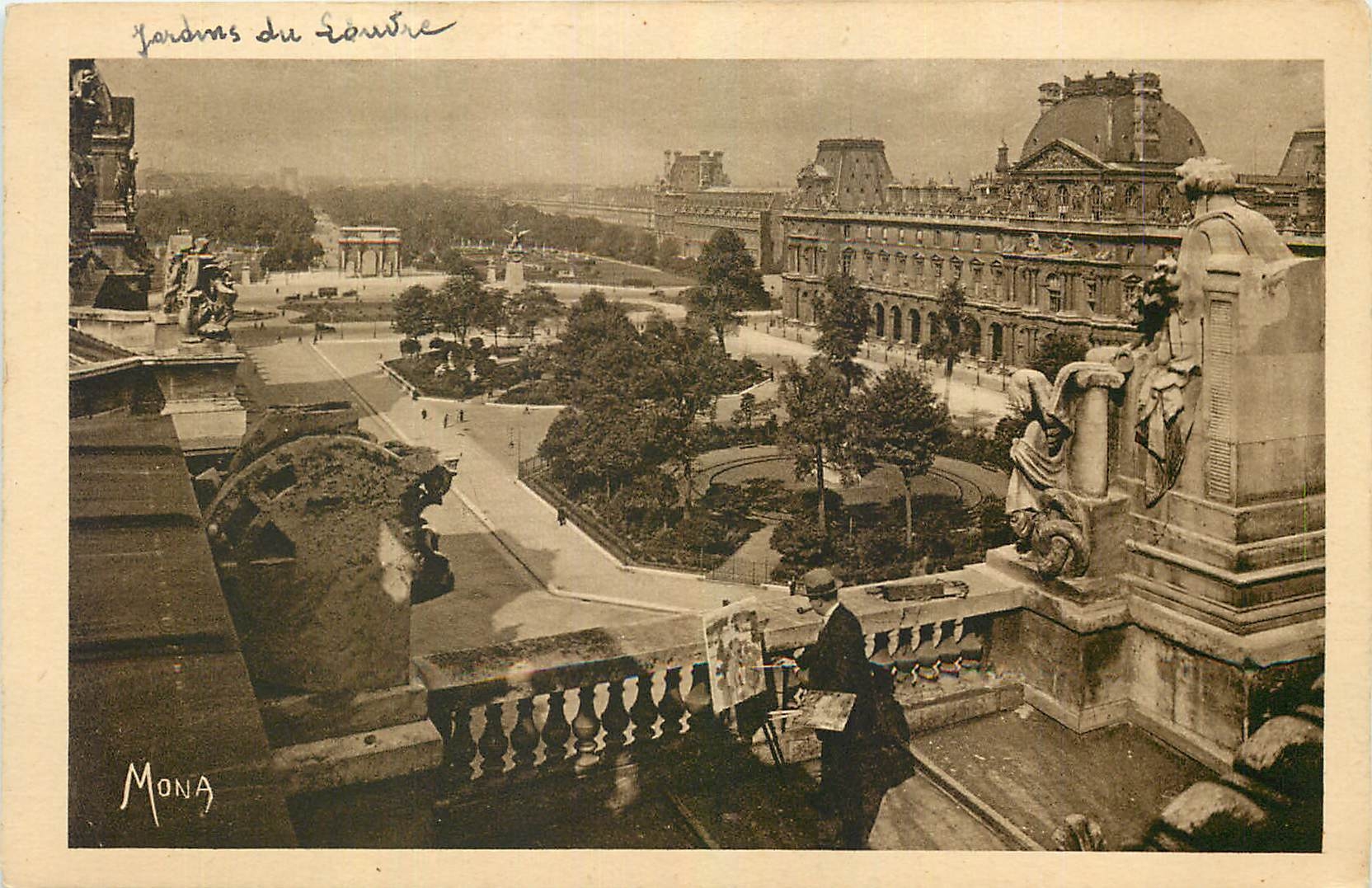 CPA Les Petits tableaux de Paris Perspective sur les jardins du Louvre et des Tuileries 