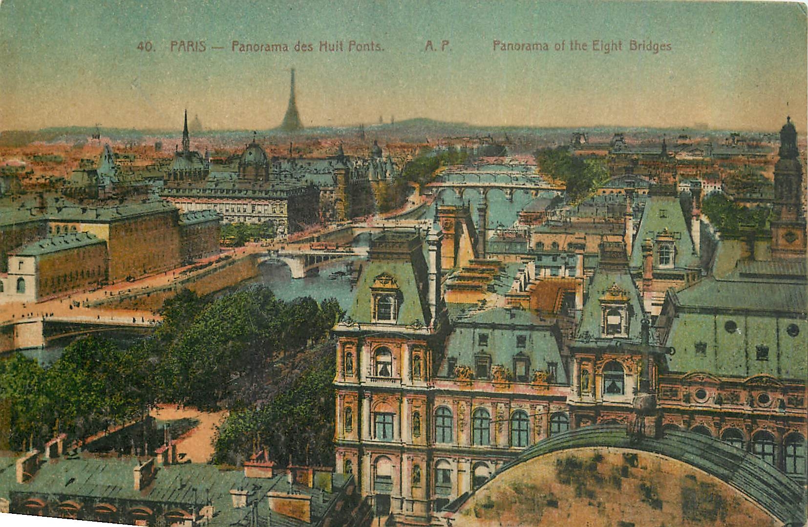CPA Paris Panorama des Huit Ponts 