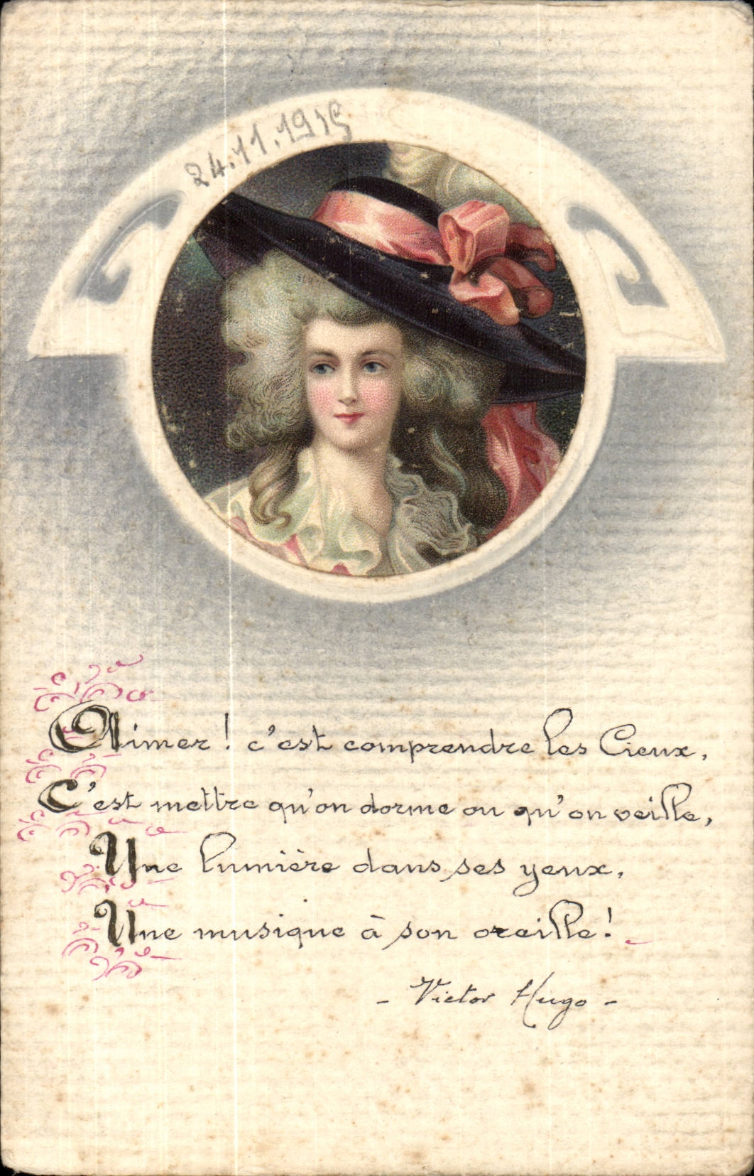 CPA Fantasy Woman Victor Hugo very pretty relief map