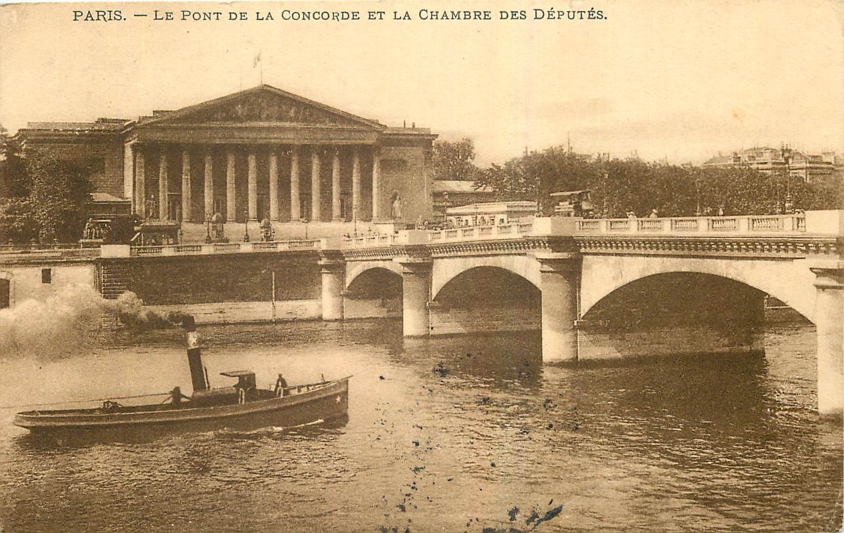 CPA Paris Le Pont de la Concorde et la Chambre des Deputes Bateau