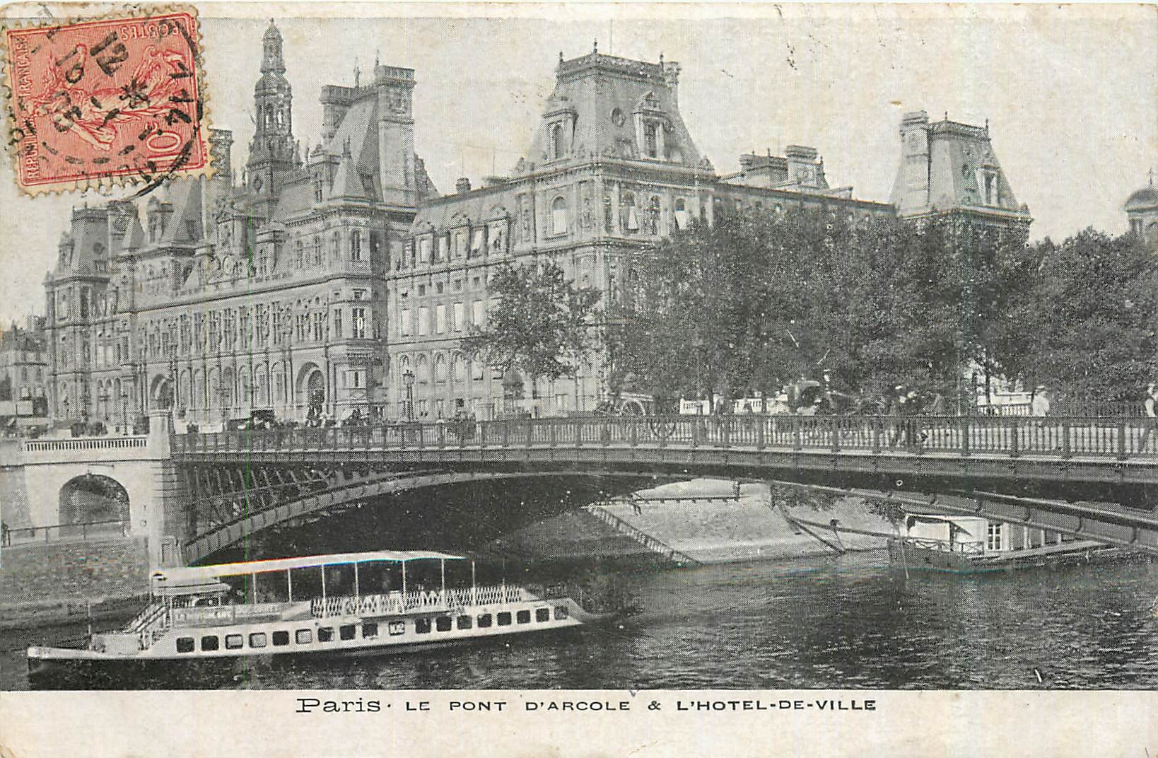 CPA Paris Le Pont d'Arcole et l'Hotel de Ville