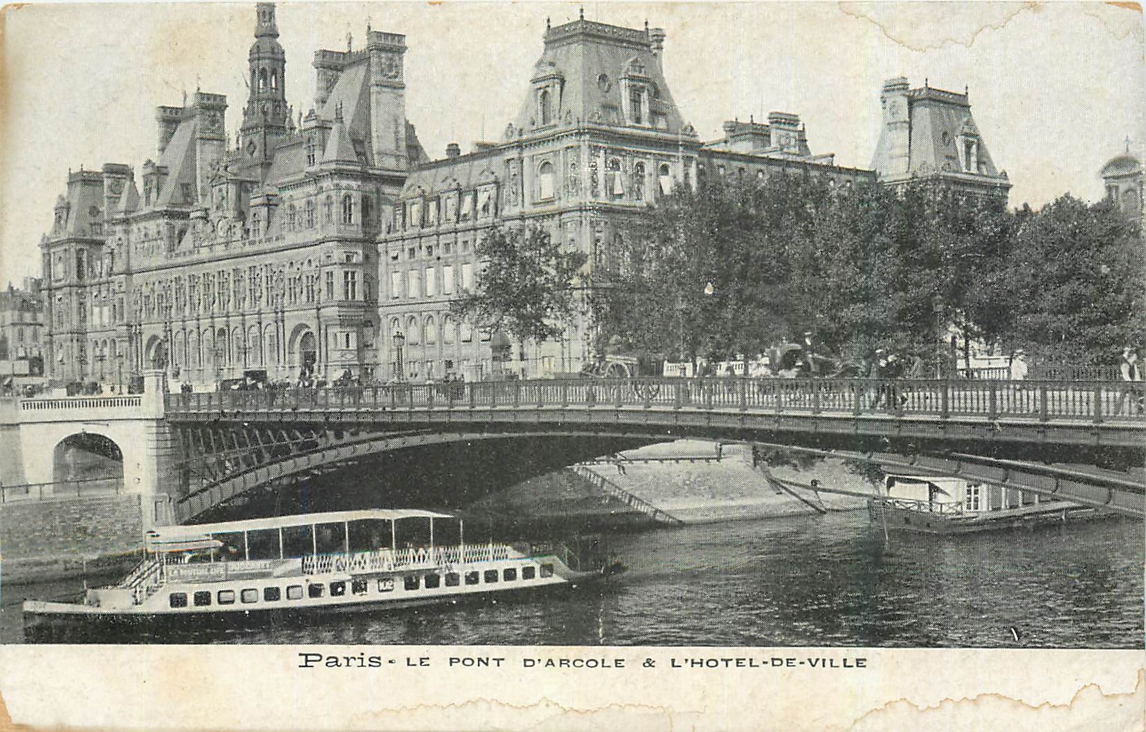 CPA Paris Le Pont d'Arcole et l'Hotel de Ville 
