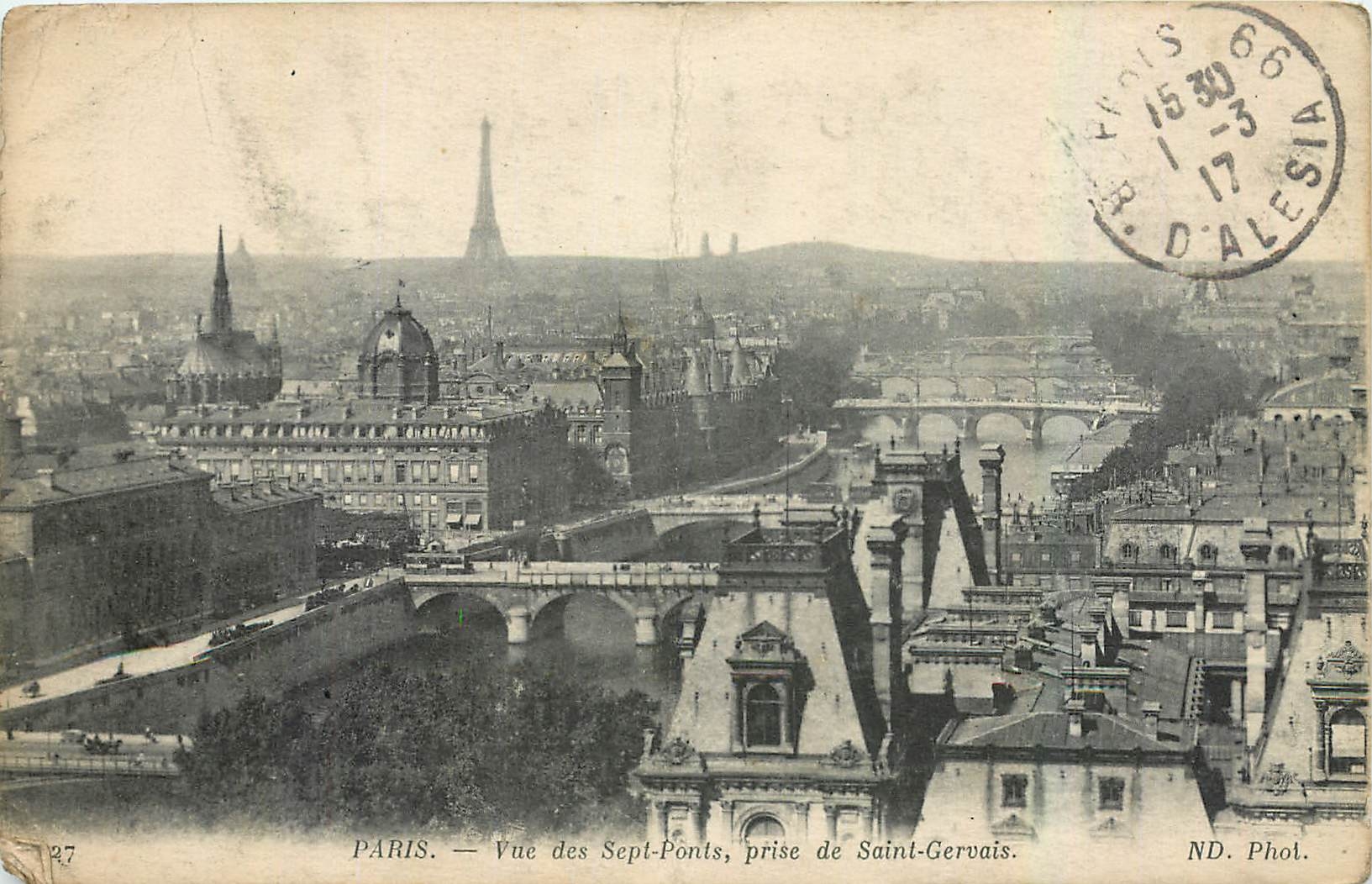 CPA Paris Vue des Sept Ponts prise de Saint Gervais