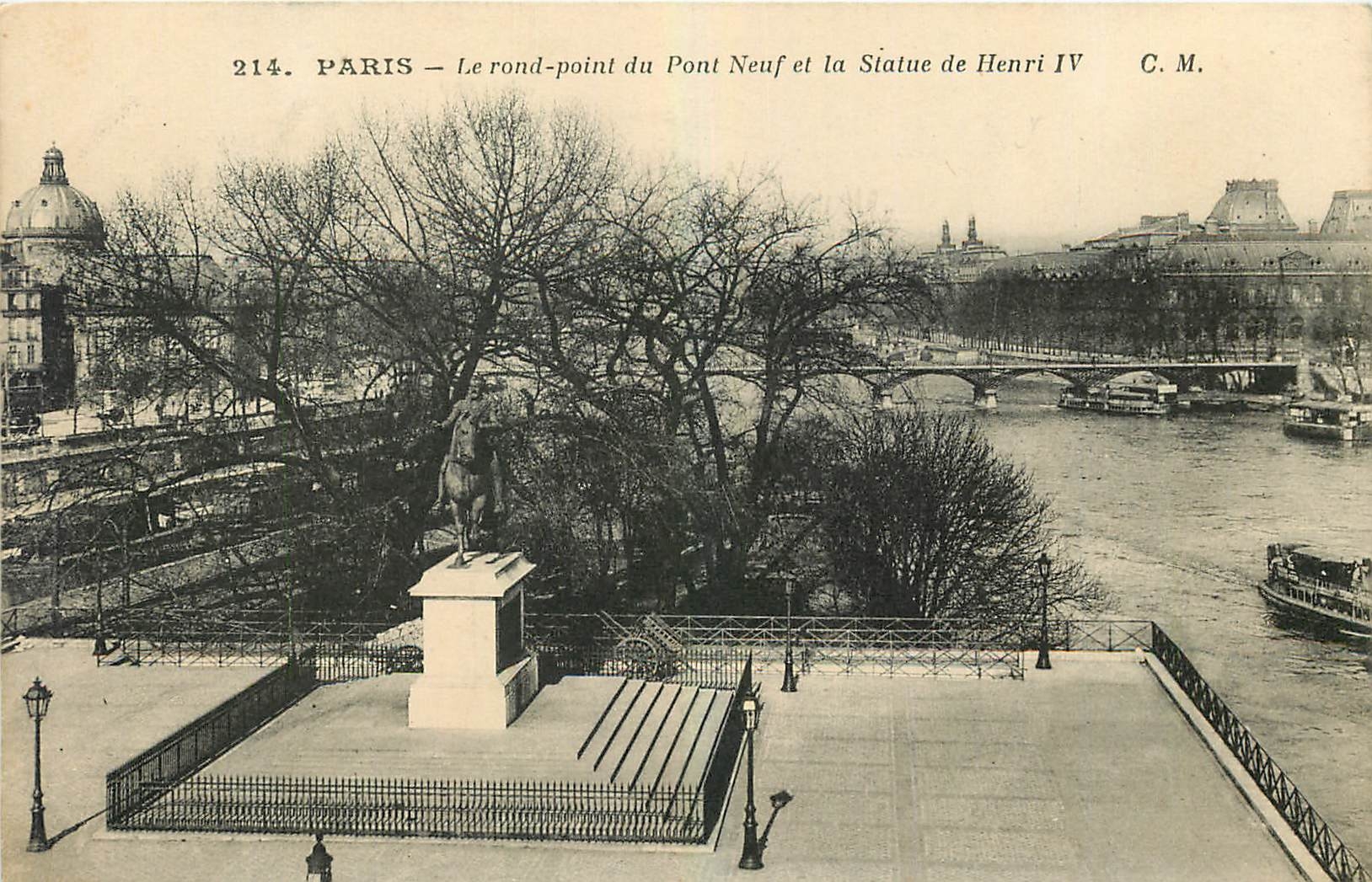CPA Paris Le rond point du Pont Neuf et la Statue de Henri IV