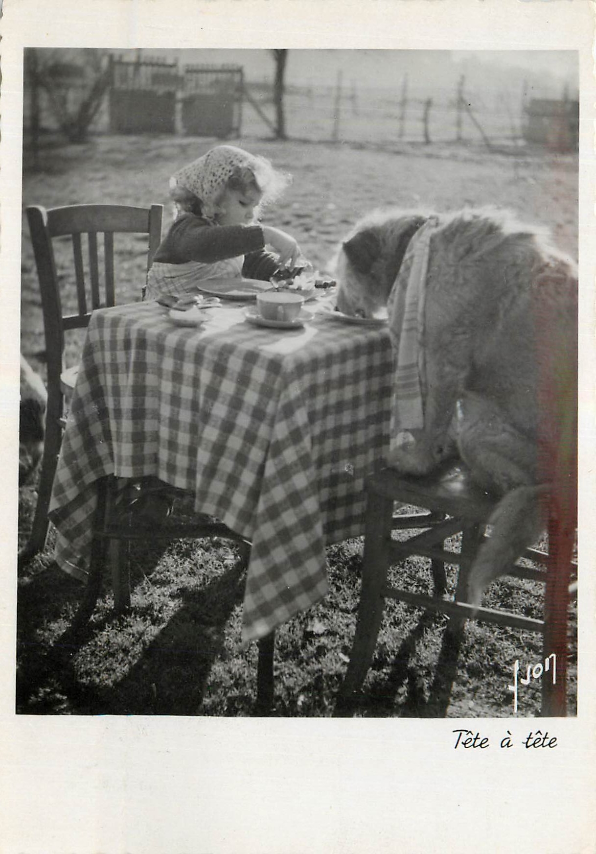 CPM Tete a Tete Monique et Mirette Enfant Chien