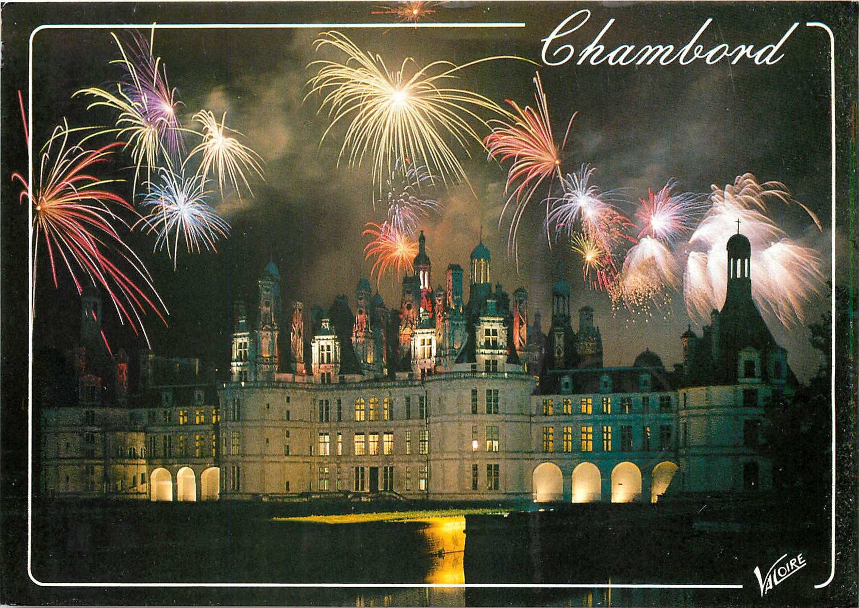 CPM Les Merveilles du Val de Loire Chambord Loir et Cher Fete de nuit au chateau la facade nord oues