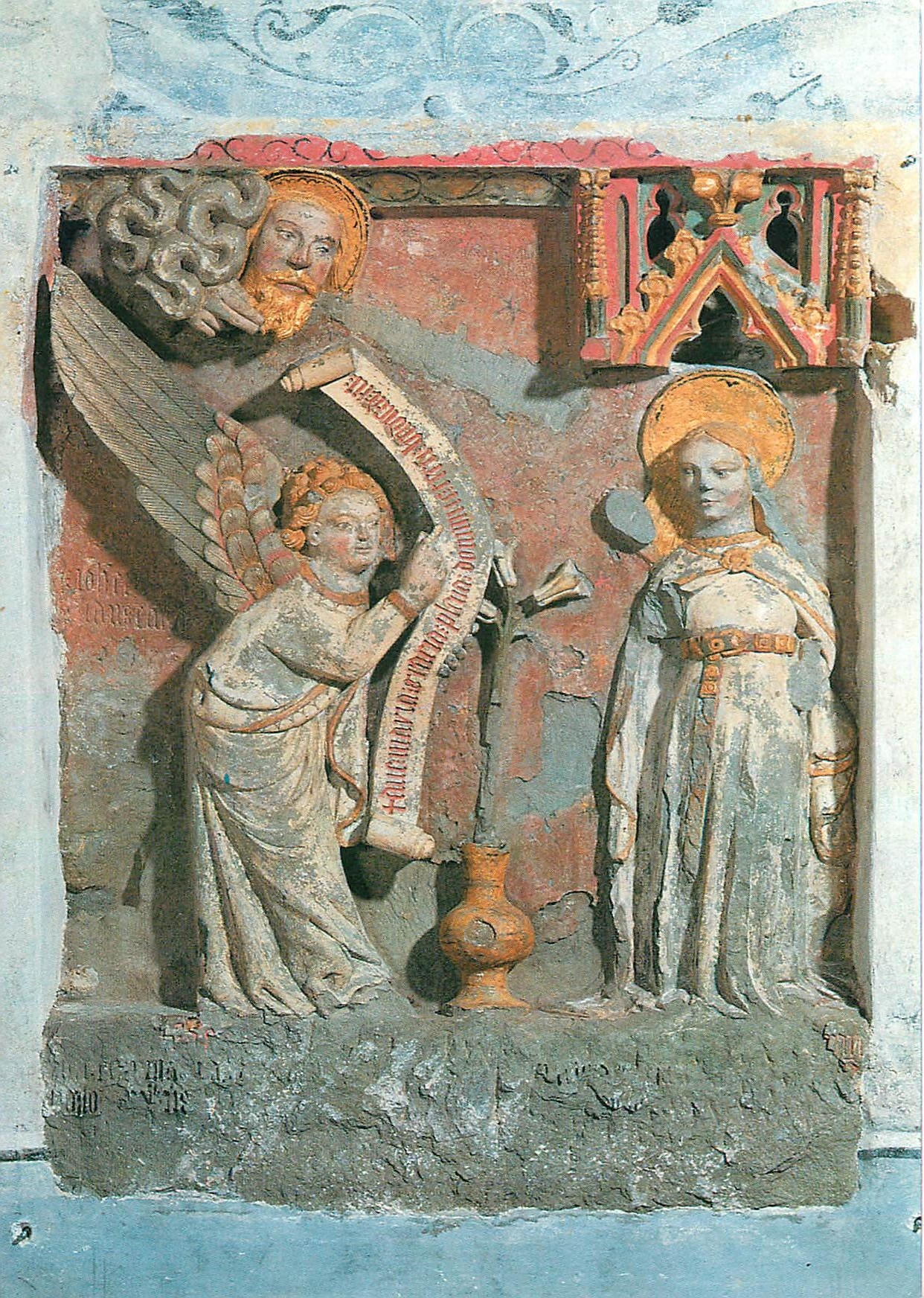 CPM Suisse Estavayer le Lac Collegiale St Laurent Bas relief de l'Annonciation