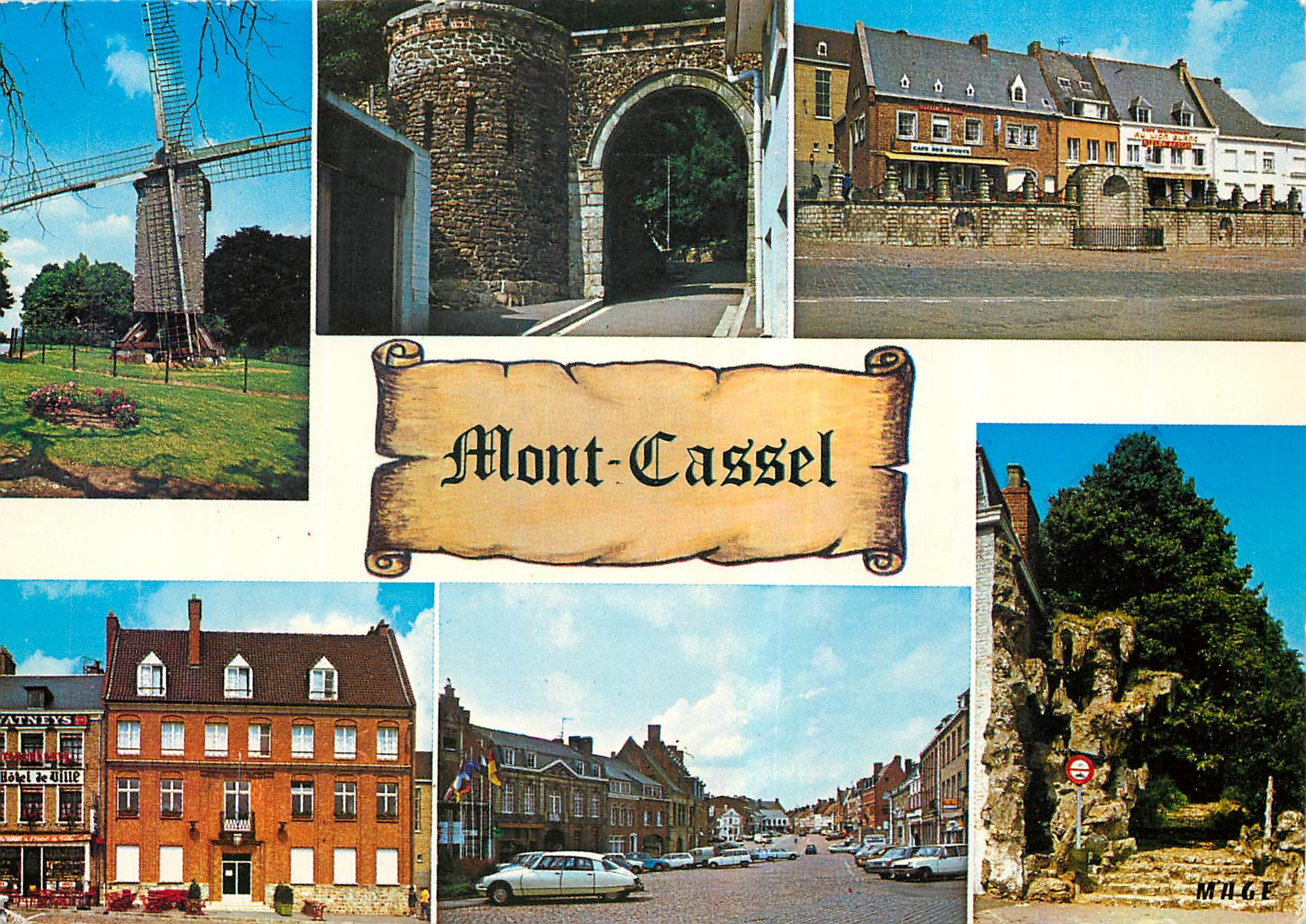 CPM Mont Cassel Nord Le Moulin La Porte du Chateau La Fontaine Hotel de Ville Grand Place Rampe Alpi