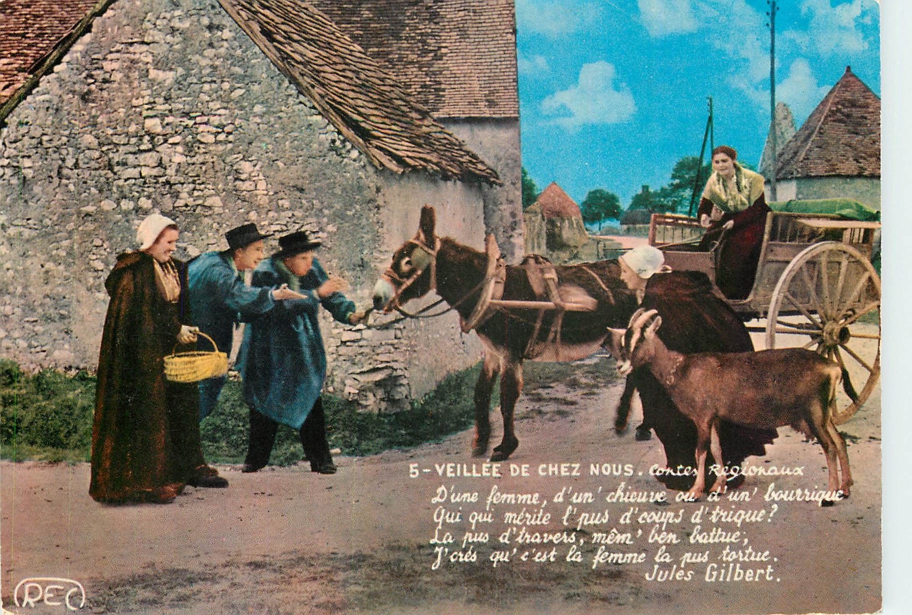 CPM Veillee de Chez Nous Cliche realise avec le concours du Groupe Folklorique Folklore Ane Mule Che