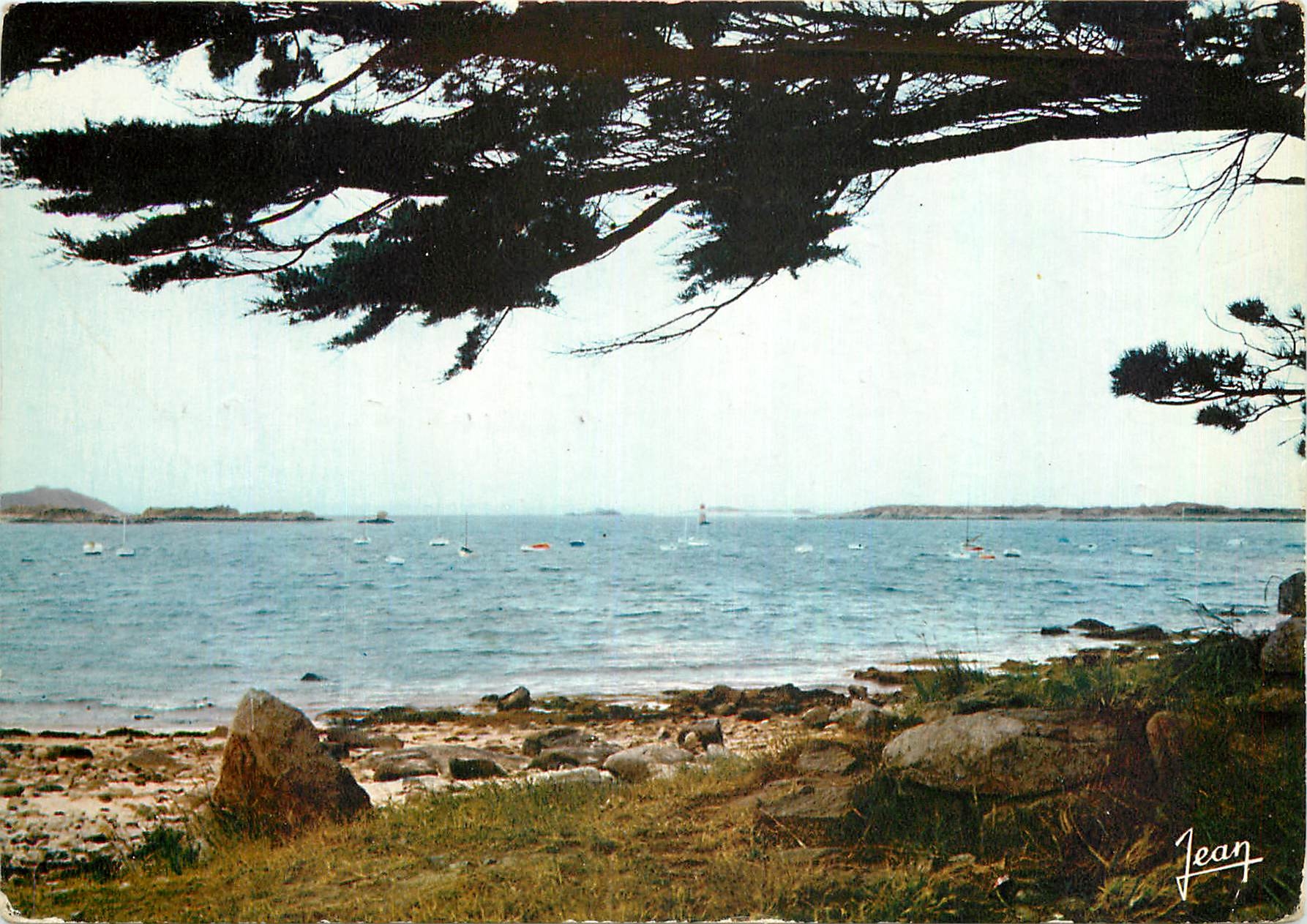 CPM La Bretagne L'Ile Grande C du N Le port de plaisance a gauche L'Ile Milliau a droite L'Ile Molen