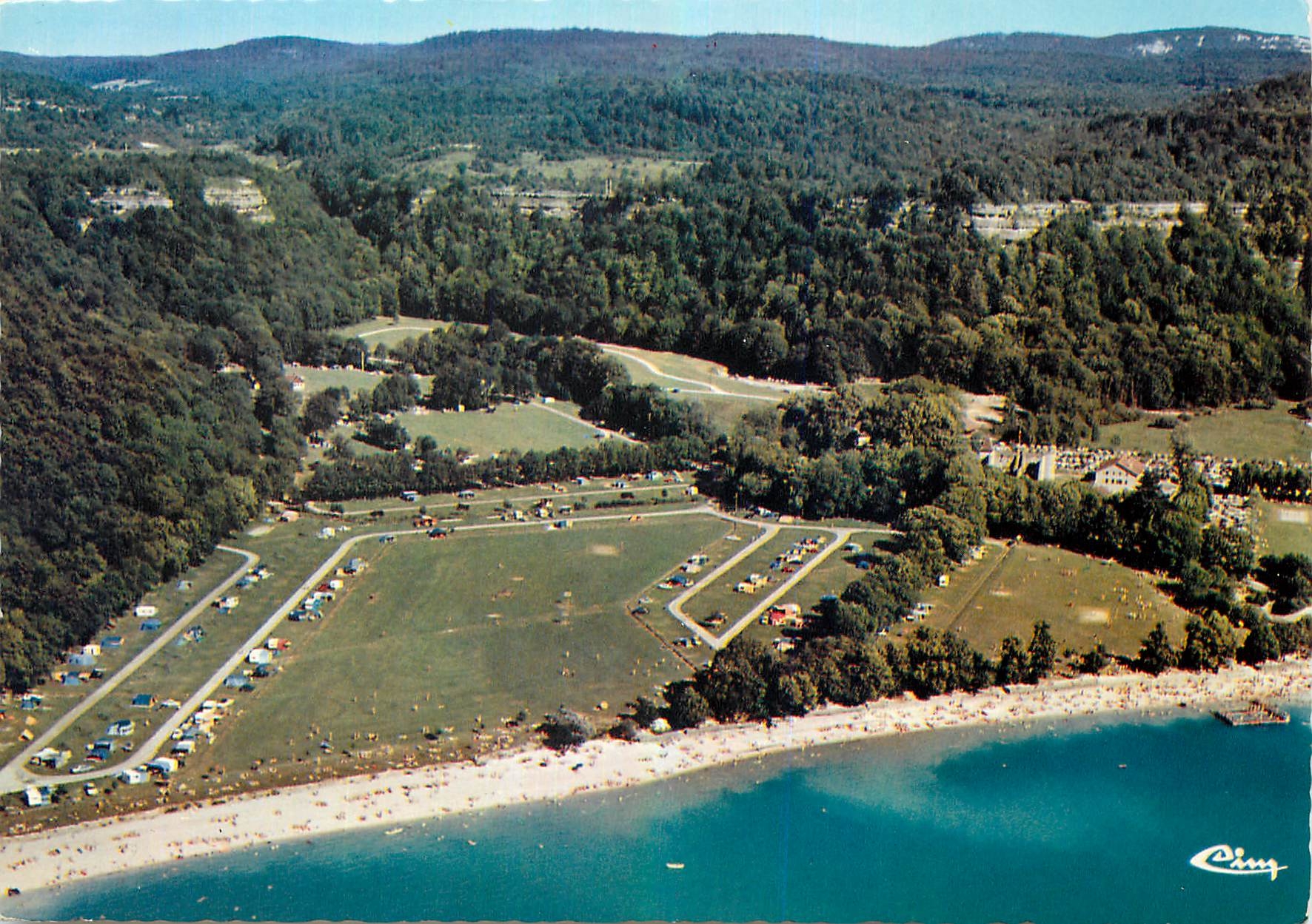 CPM Domaine de Chalain Camping Chasse peche vue aerienne la Plage et le Camping 