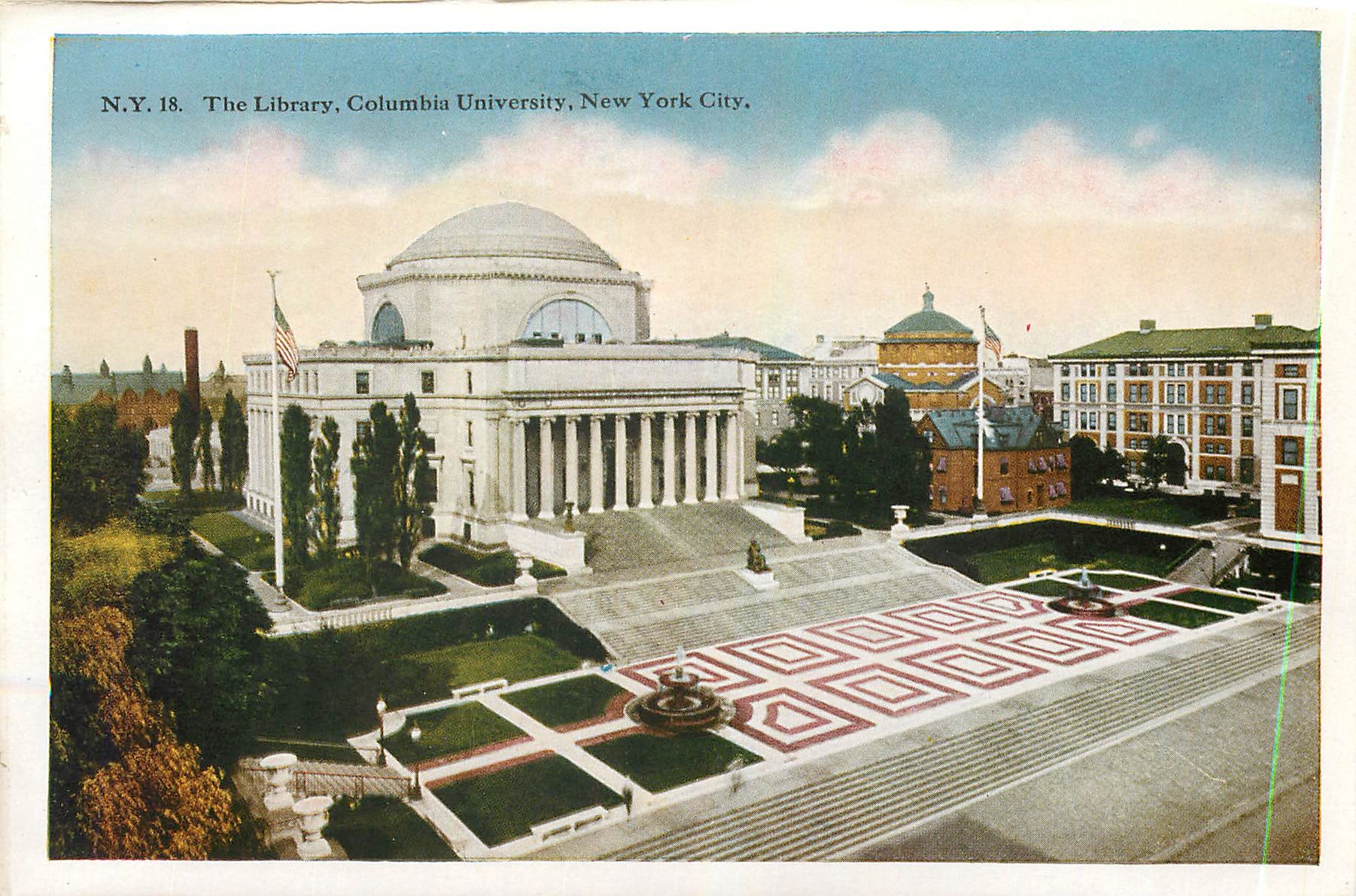 CPM The Library Columbia University New York City Municipal and Woolworth Buildings New York City