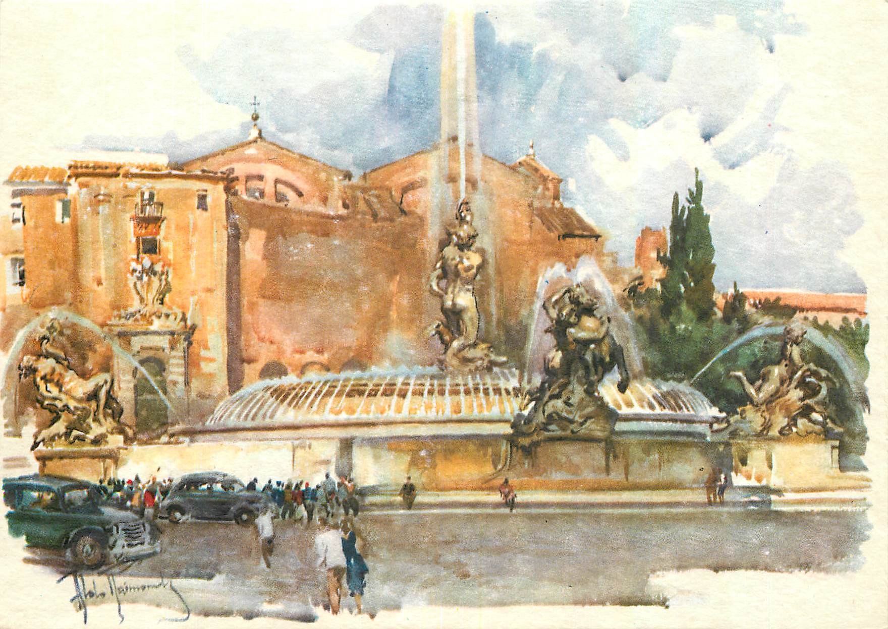 CPM Rome Place de la Republique et Fontaine des Nvindes 