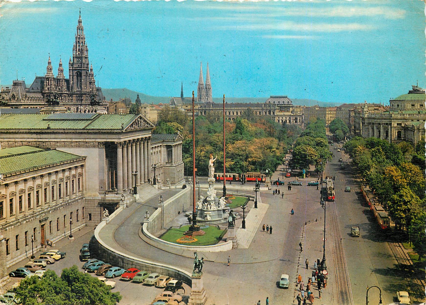 CPA Vienne La Ringstrase avec la Parlament et l'Hotel de Ville