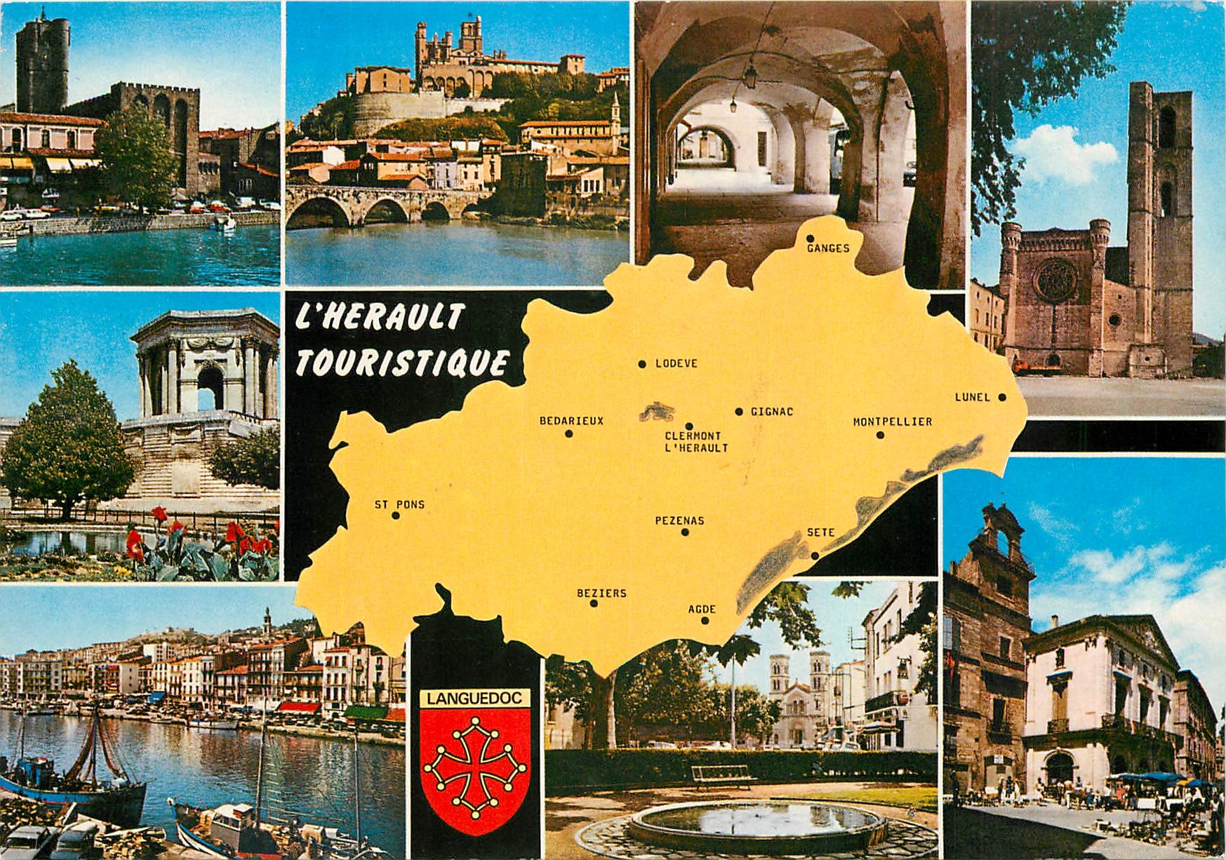 CPM L'Herault Touristique Agde Beziers Lunel Loduve Montpellier Sete Ganges Pezenas