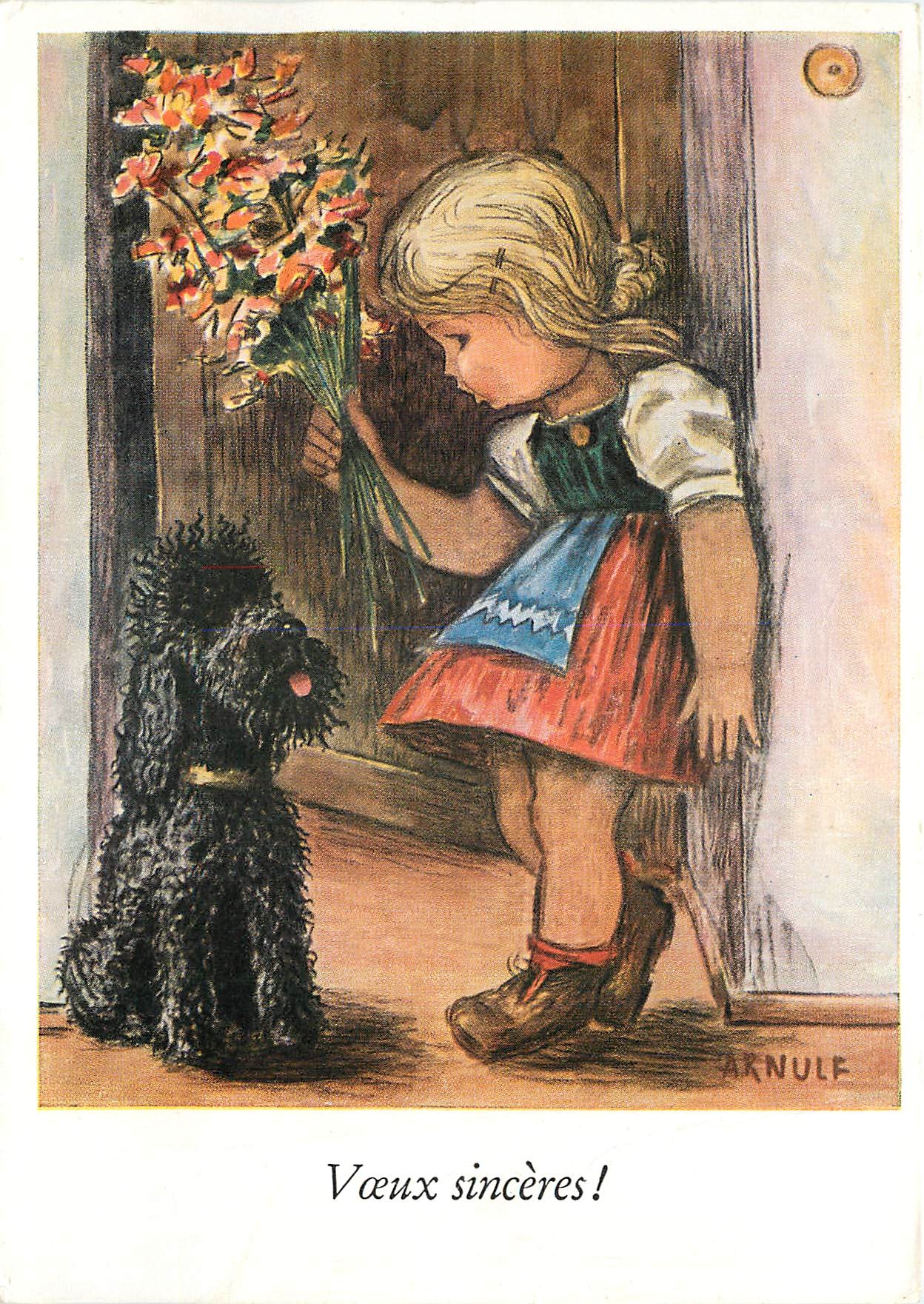 CPM Voeux sinceres Enfant Chien