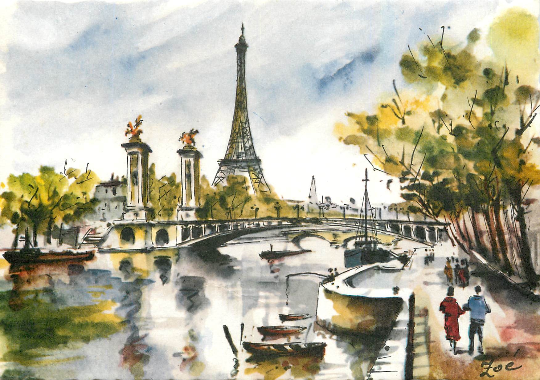 CPM Paris Pont Alexanddre III et la Tour Eiffel