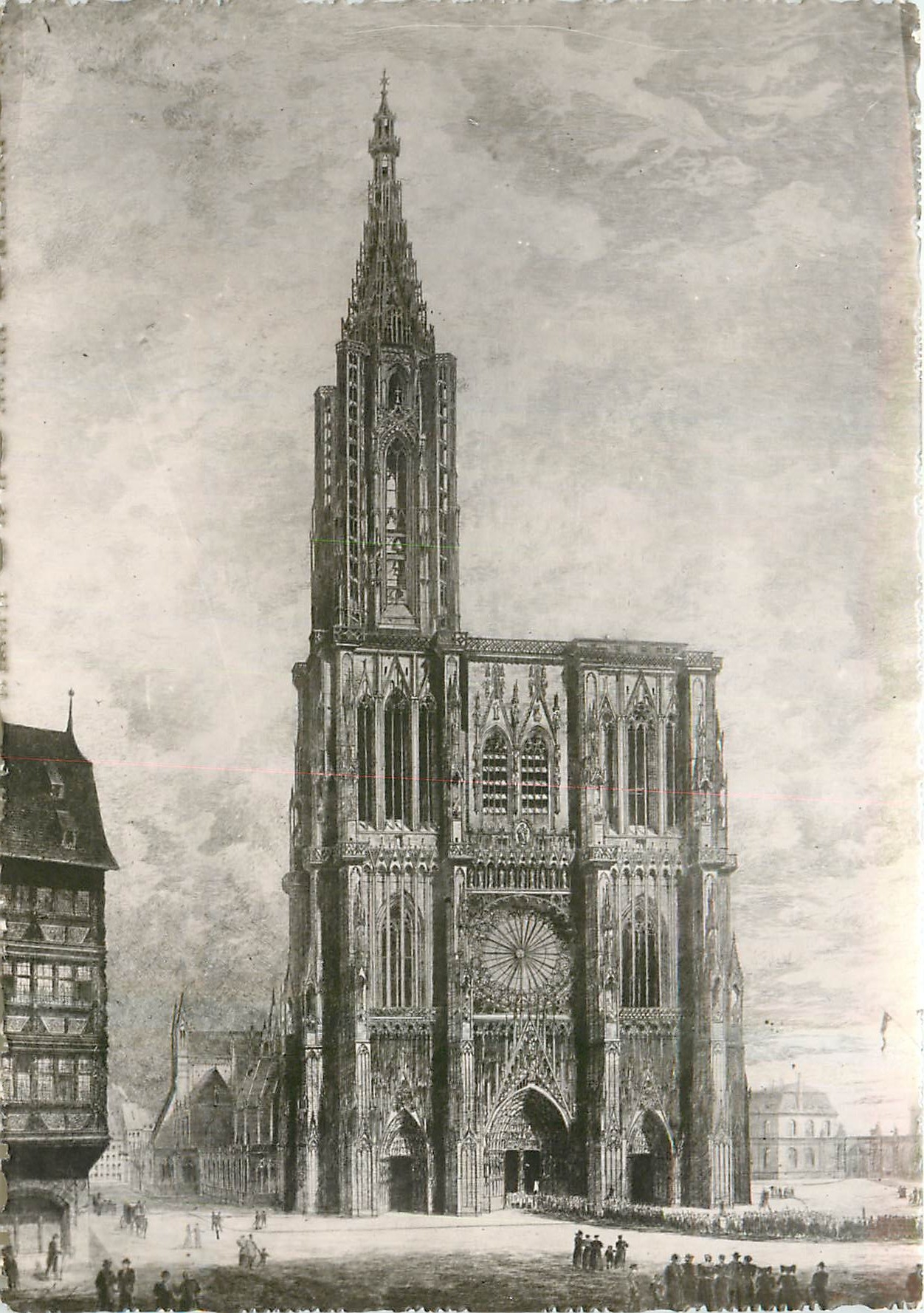 CPM Strasbourg la Cathedrale Gravure