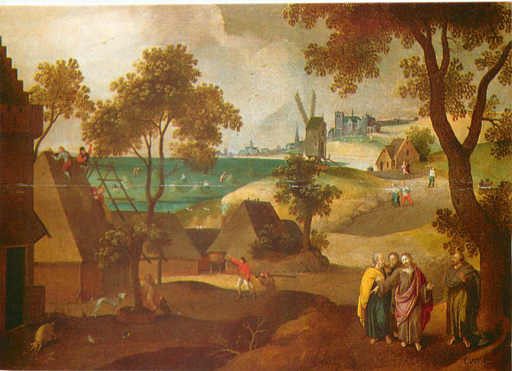 CPM Chapelle N D de Montfaucon d'Abel Grimer Ecole flamande XVIe s Juin la fenaison