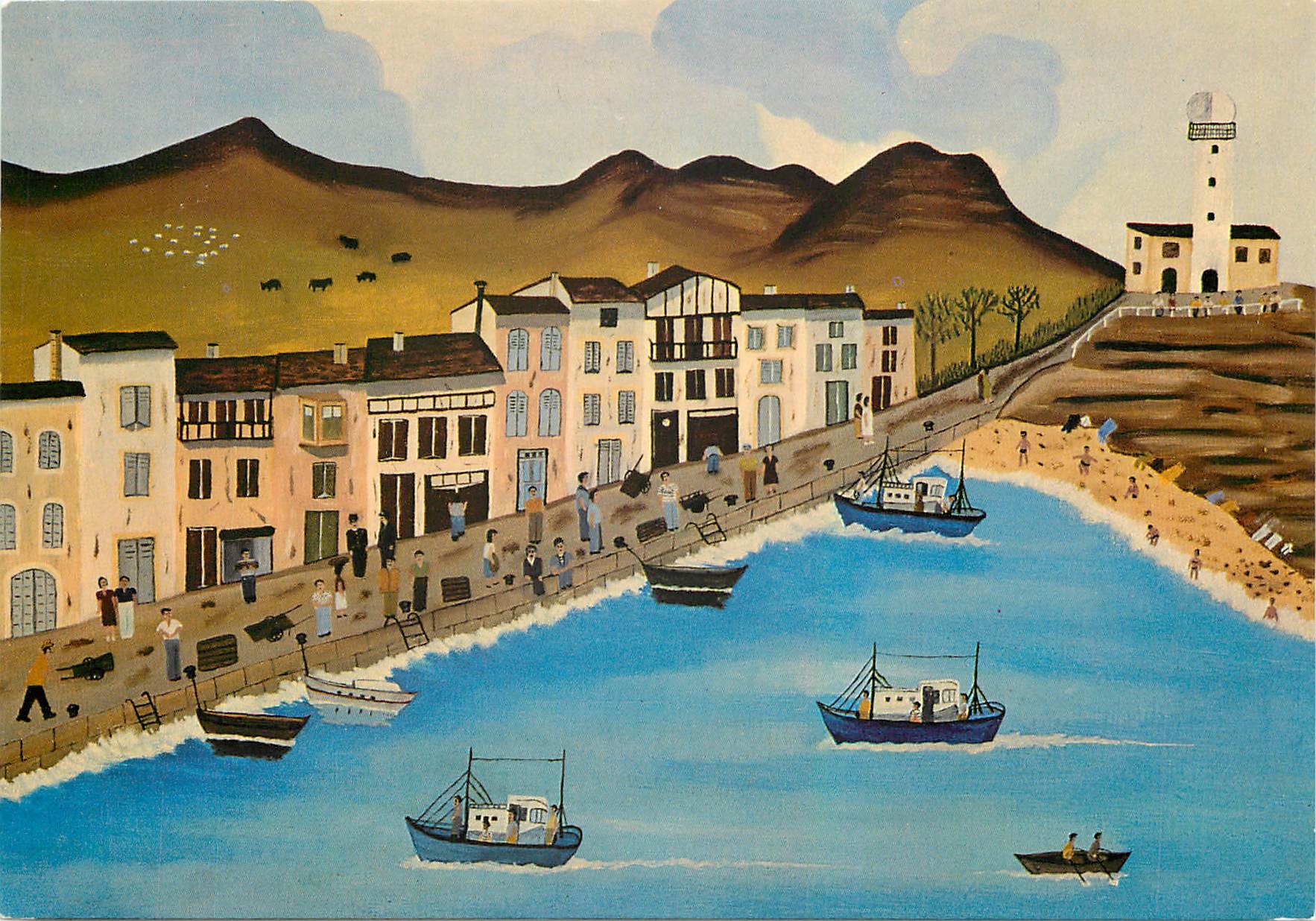 CPM Le Port de Peche Peinture naive d'Alcase