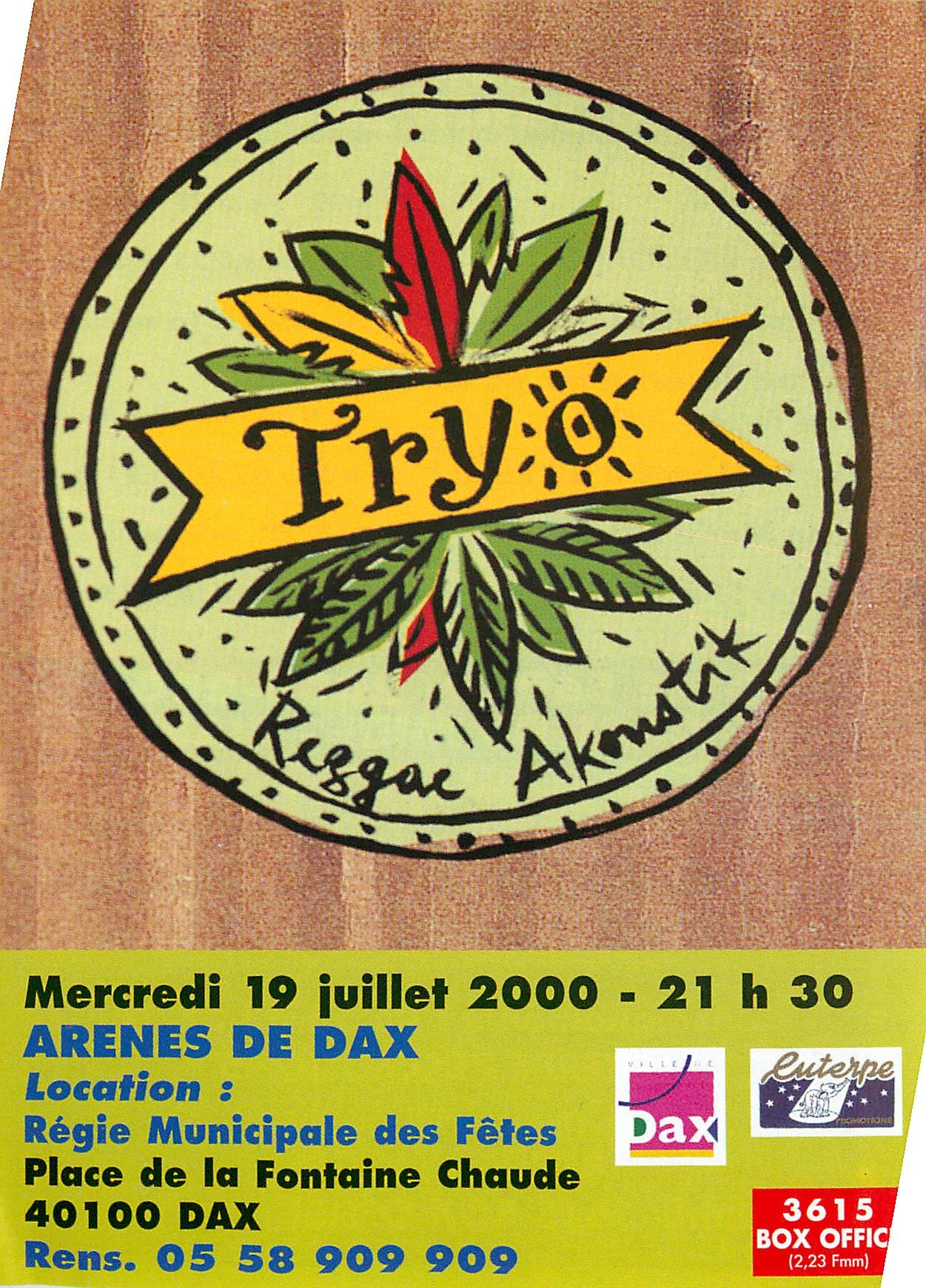 Tract Publicite Mercredi 19 juillet 2000 21 h 30 Arene de Dax
