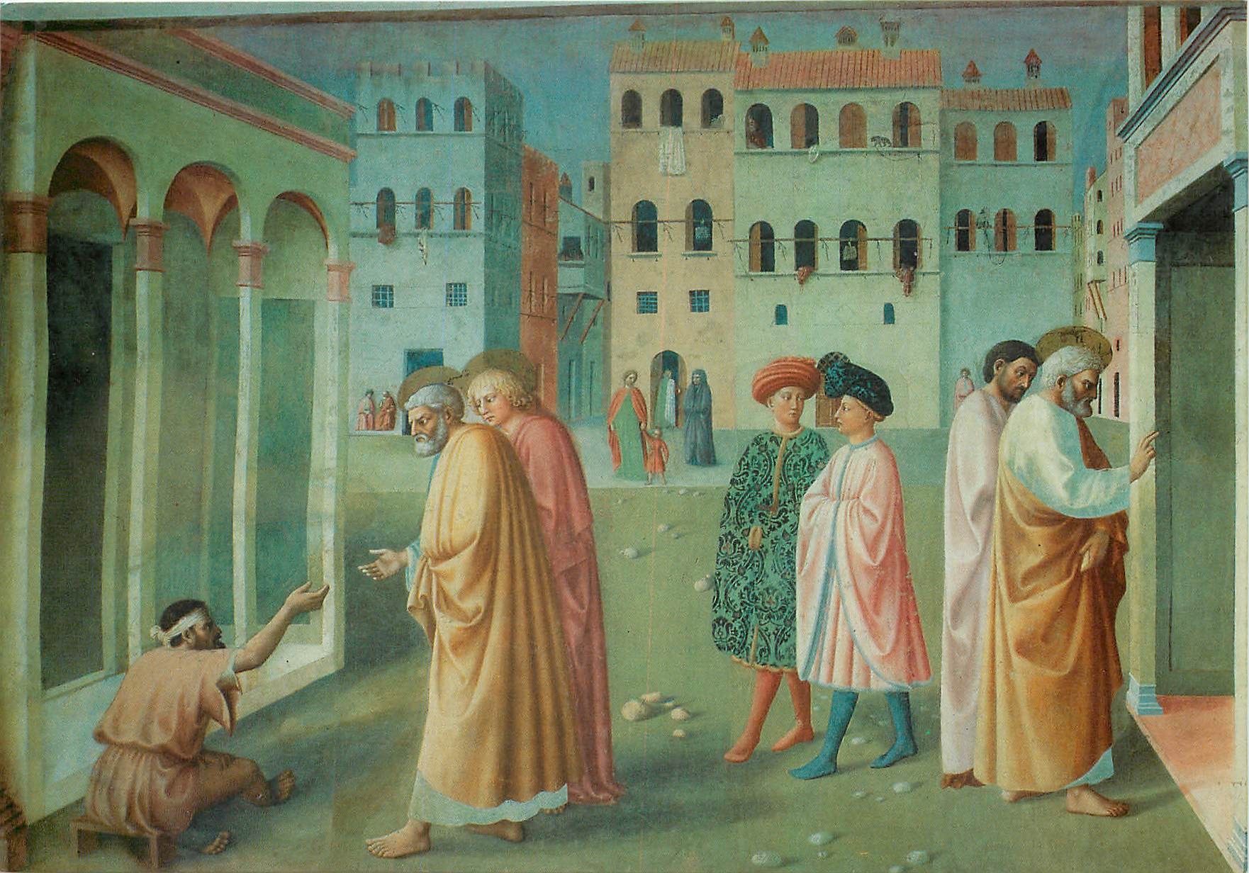 CPM Firenze Chiesa del Carmine Guerison de l'estropie et resurection de Tabit detail