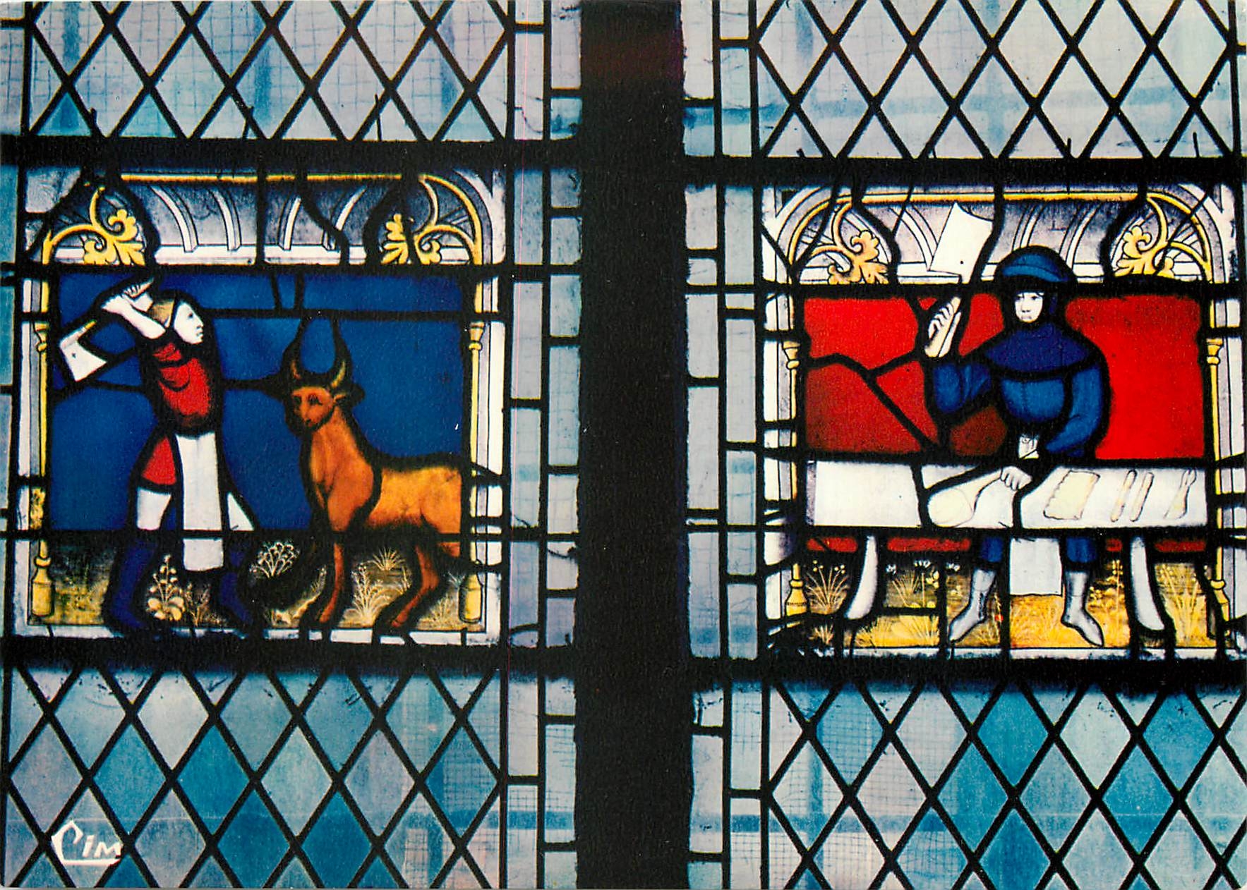 CPM Semur en Auxois (Cote d'Or) Collegiale Notre Dame  Vitrail des Bouchers (XIVe XVes)