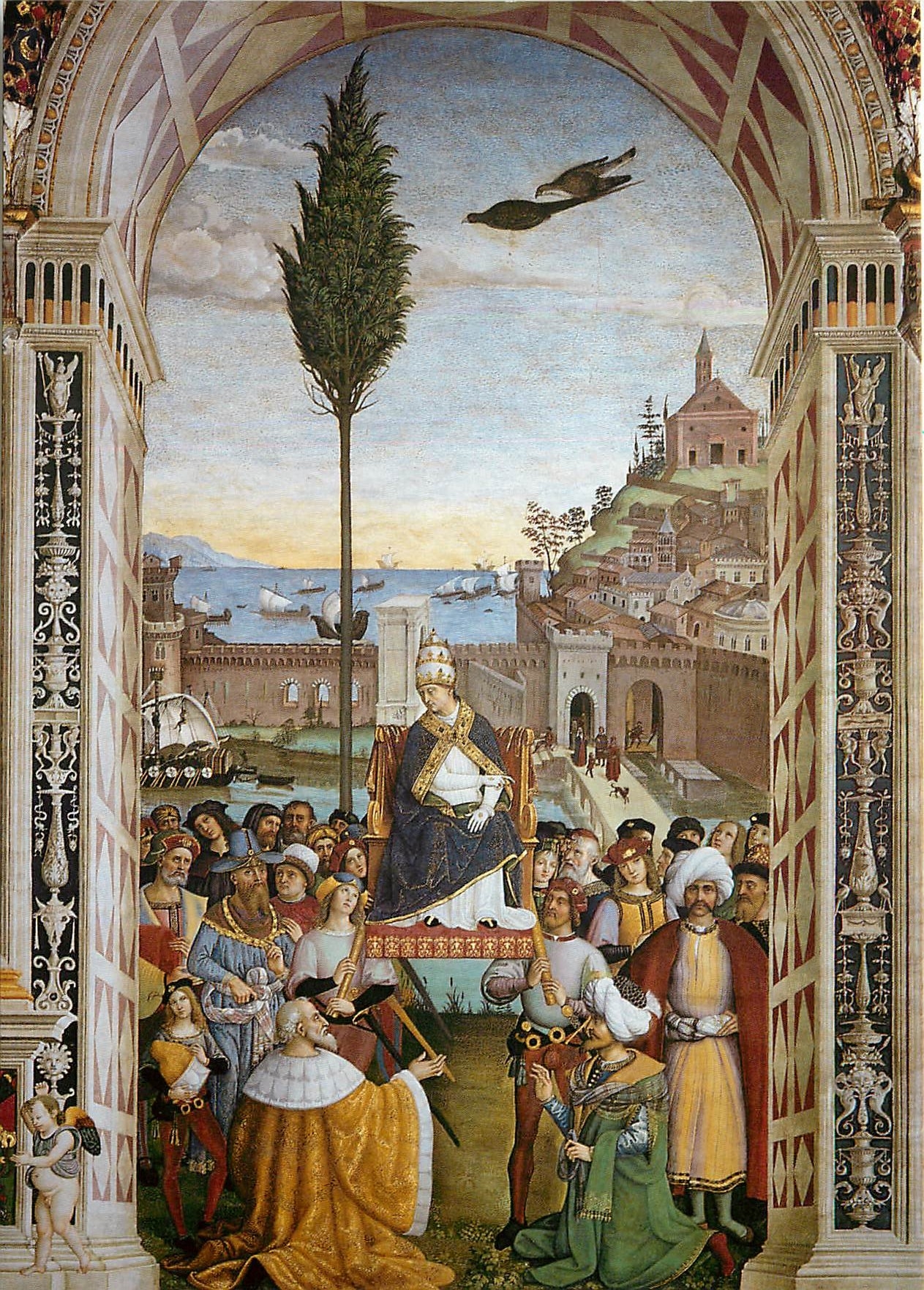 CPM Siena Cathedrale Capella Piccolommi Pio il arrive a ancone pour donner le depart de la croisade