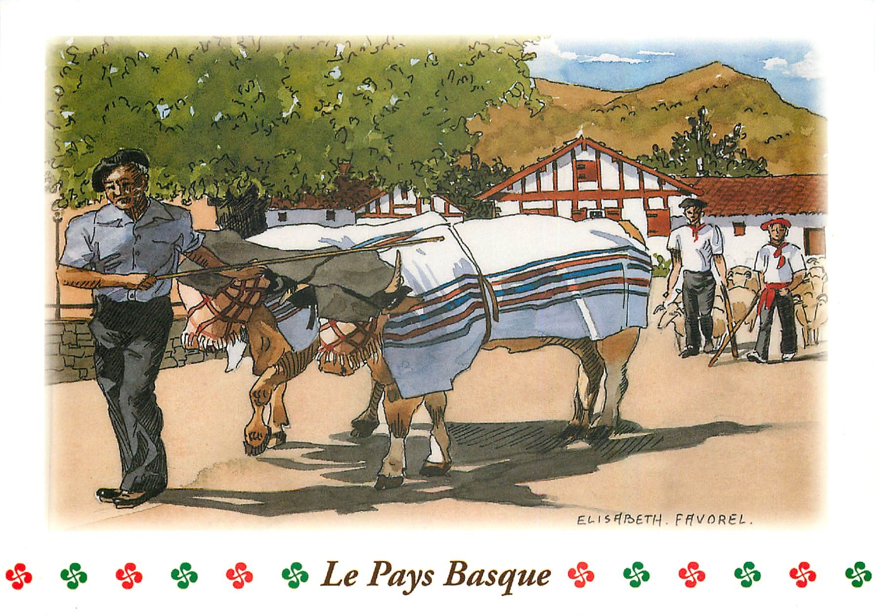 CPM Le Pays Basque Aquarelle Elisabeth Favorel 