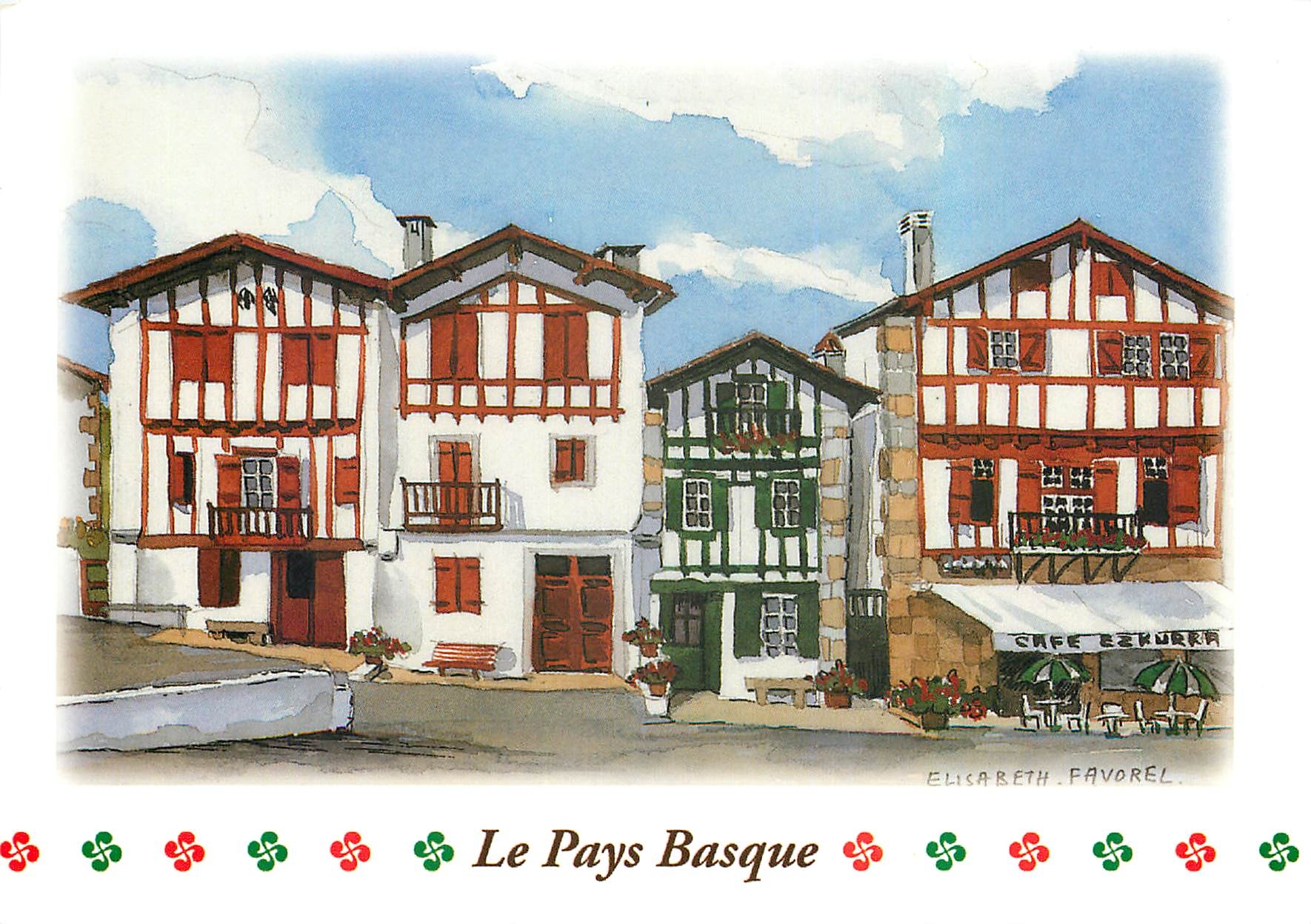 CPM Le Pays Basque Aquarelle Elisabeth Favorel 