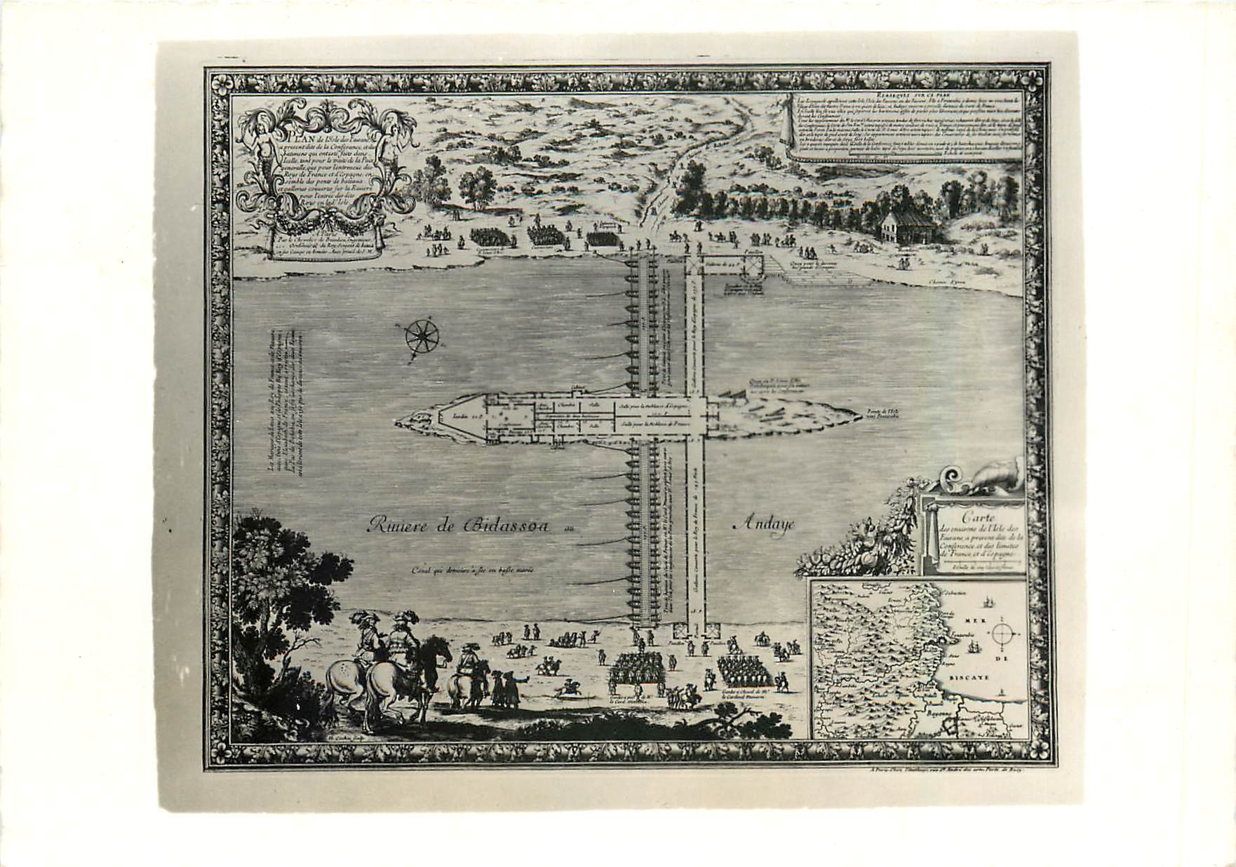 CPM Plan de l'lle des Faisans Mariage de Louis XIV 1660
