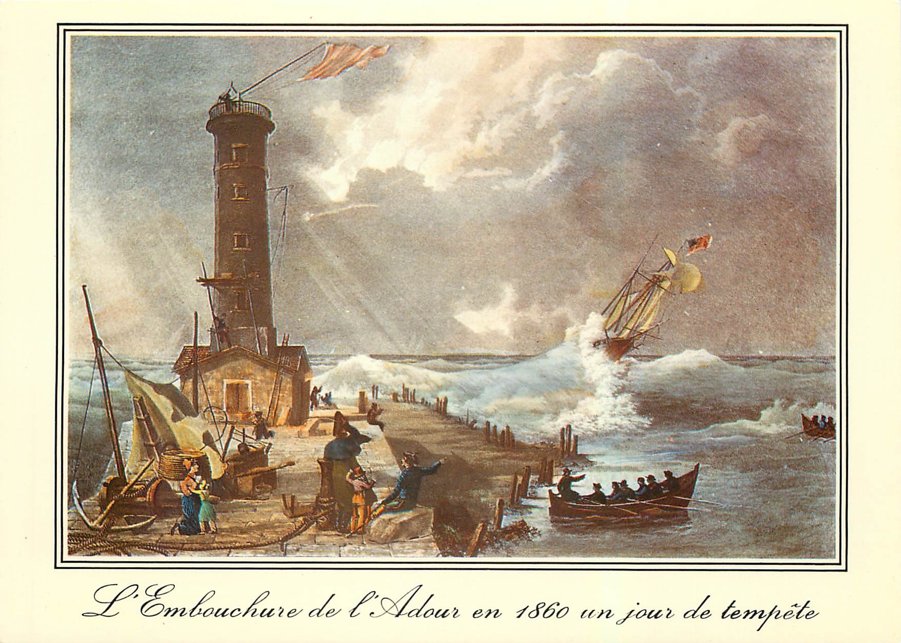 CPM Bayonne Vieille Gravure de 1860 Vue de l'embouchure de l'Adour 