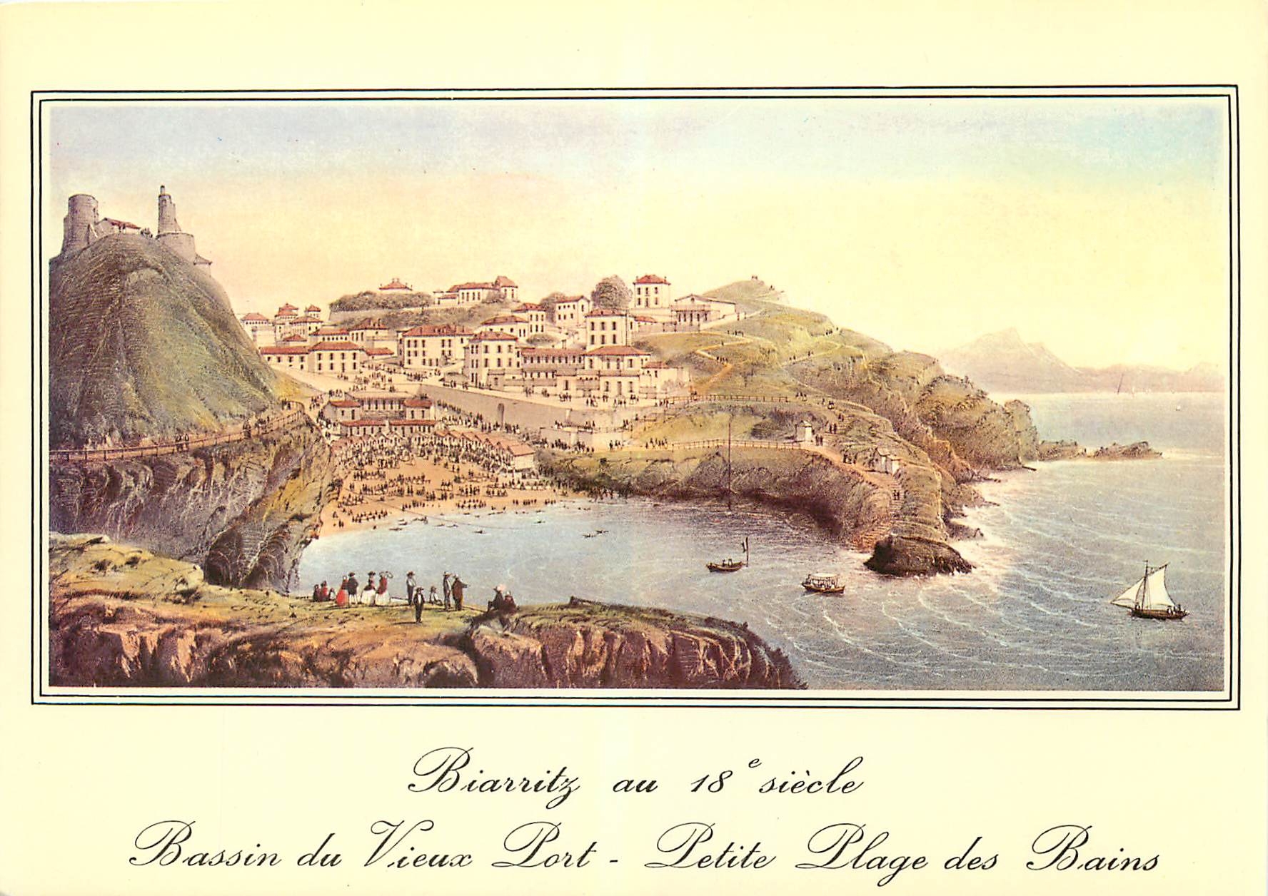 CPM Biarritz Vieille Gravures du 18e siecle Bassin du Port Vieux Petite Plage des Bains 
