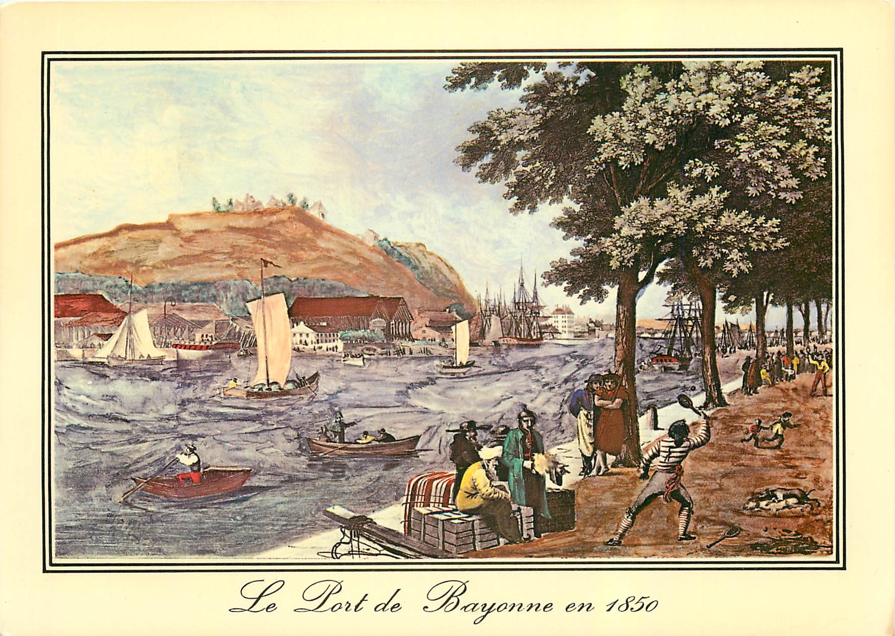 CPM Bayonne Vieilles Gravures de 1850 Le Port de Bayonne avec ses quais et ses marchands face a la C