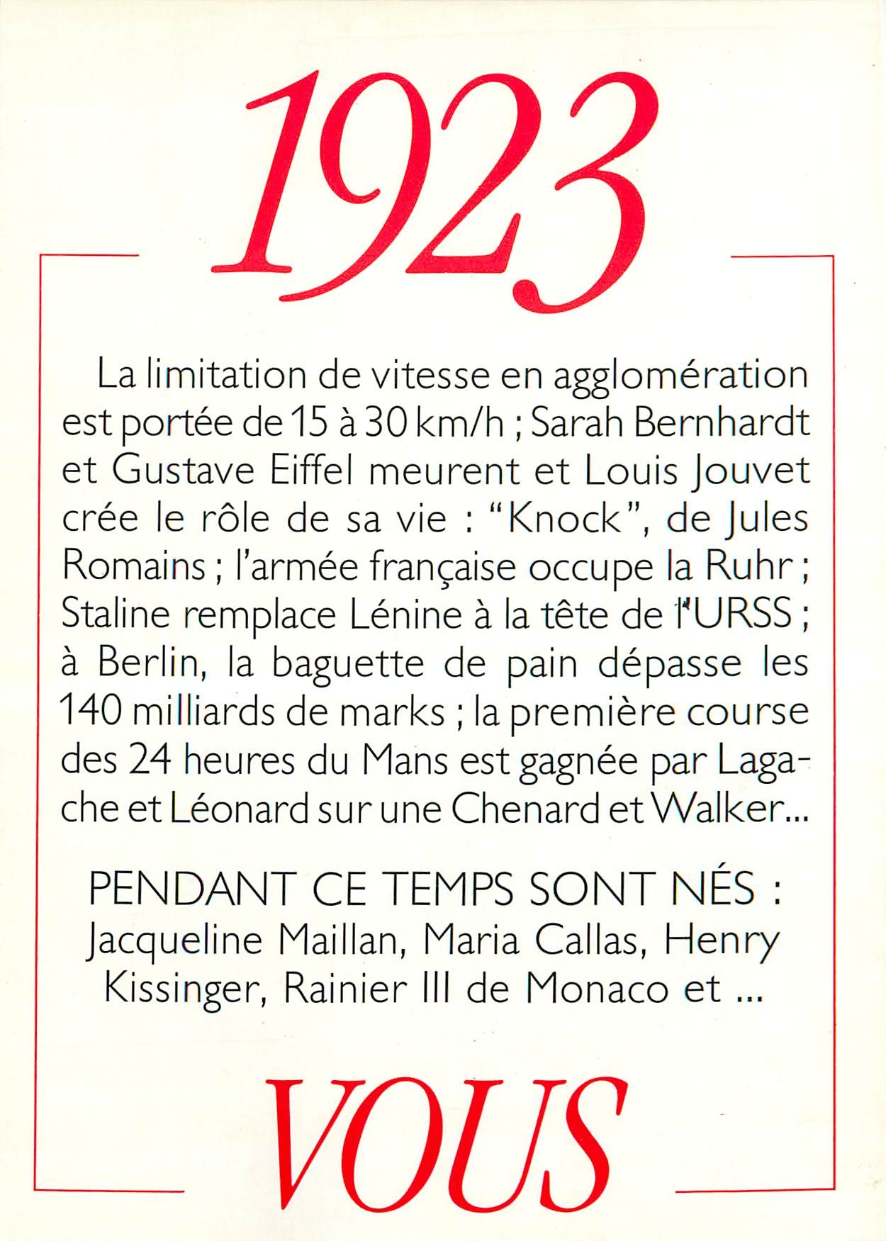 CPM 1923 La Limitation de vitesse en agglomeration est portee de 15 a 30 km/h 
