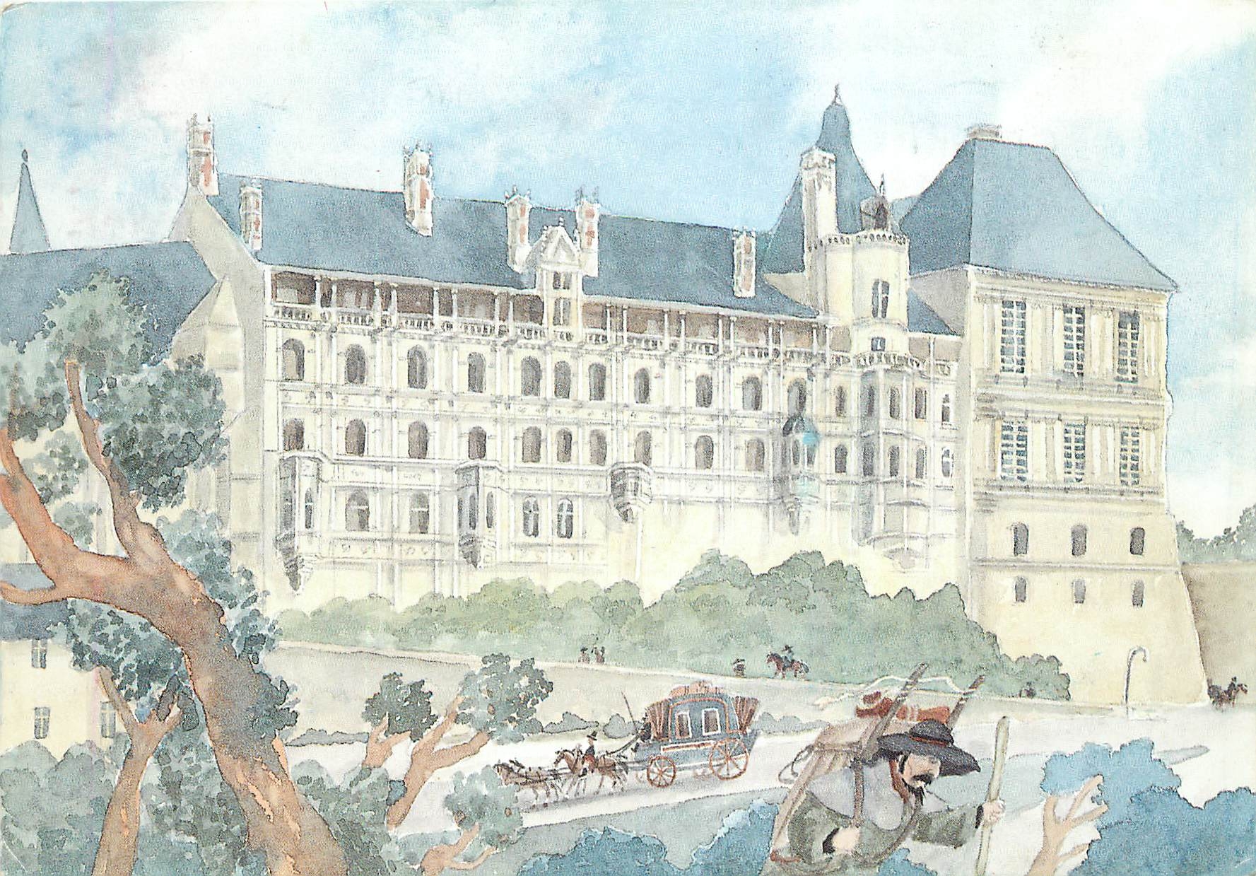 CPM Blois la facade des loges Aquarelle de Ph Legendre Kvater 1988