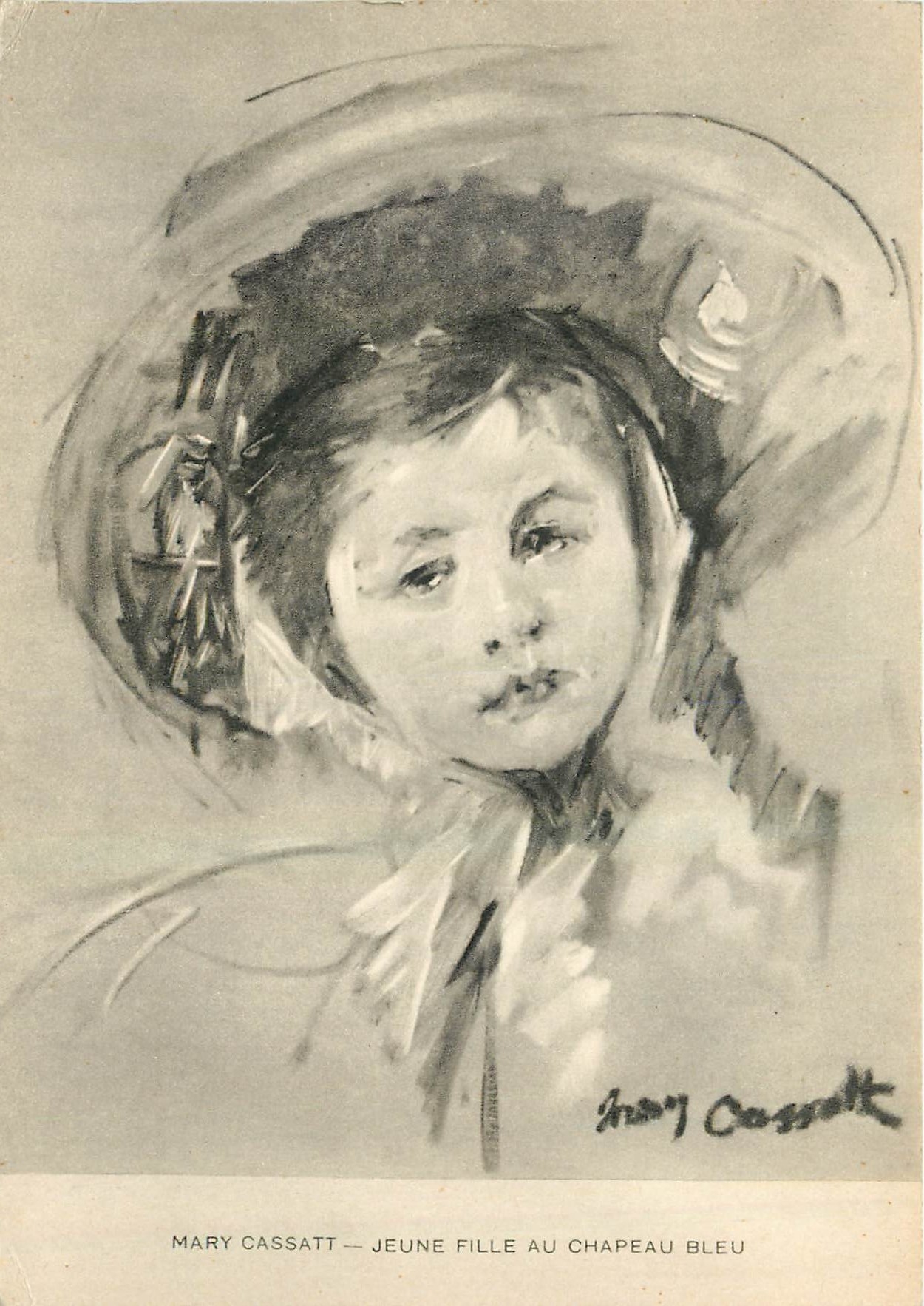CPM Mary Cassatt Jeune fille au Chapeau Bleu 
