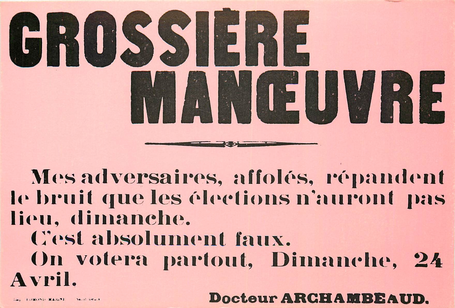 CPM Musee de l'Affiche et du Tract Affiche publiee et placardee par un candidat aux elections de 191