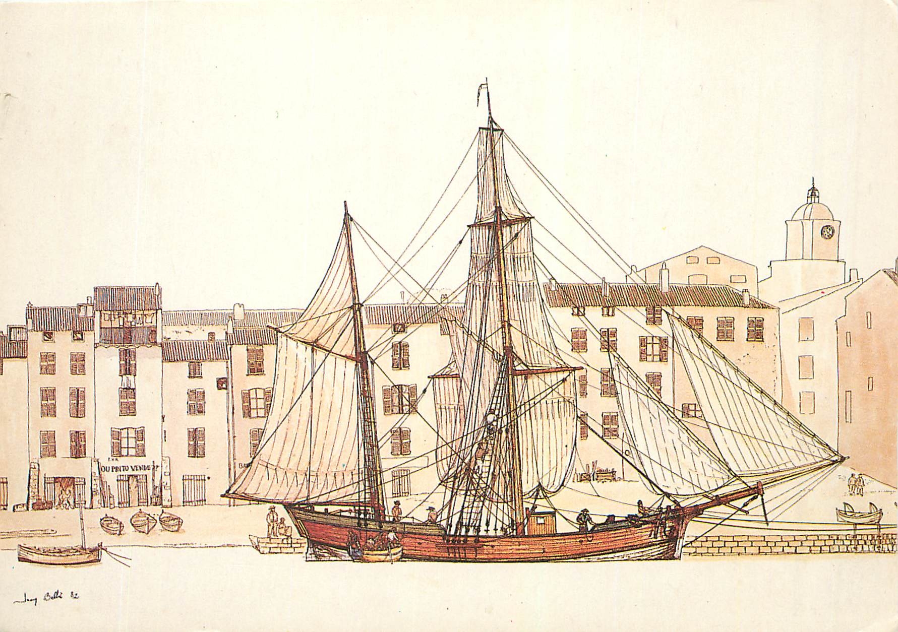 CPM Bombarde a St Tropez Dessin de Jean Bellis 