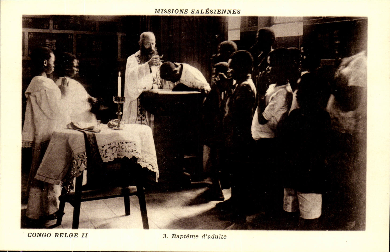 Belgian Congo - CPA- Baptism of adult - Salesiennes Mission