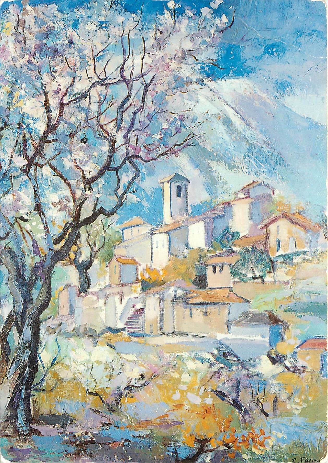 CPM Village de Provence Peinture a Vhuille de Robert Faure 