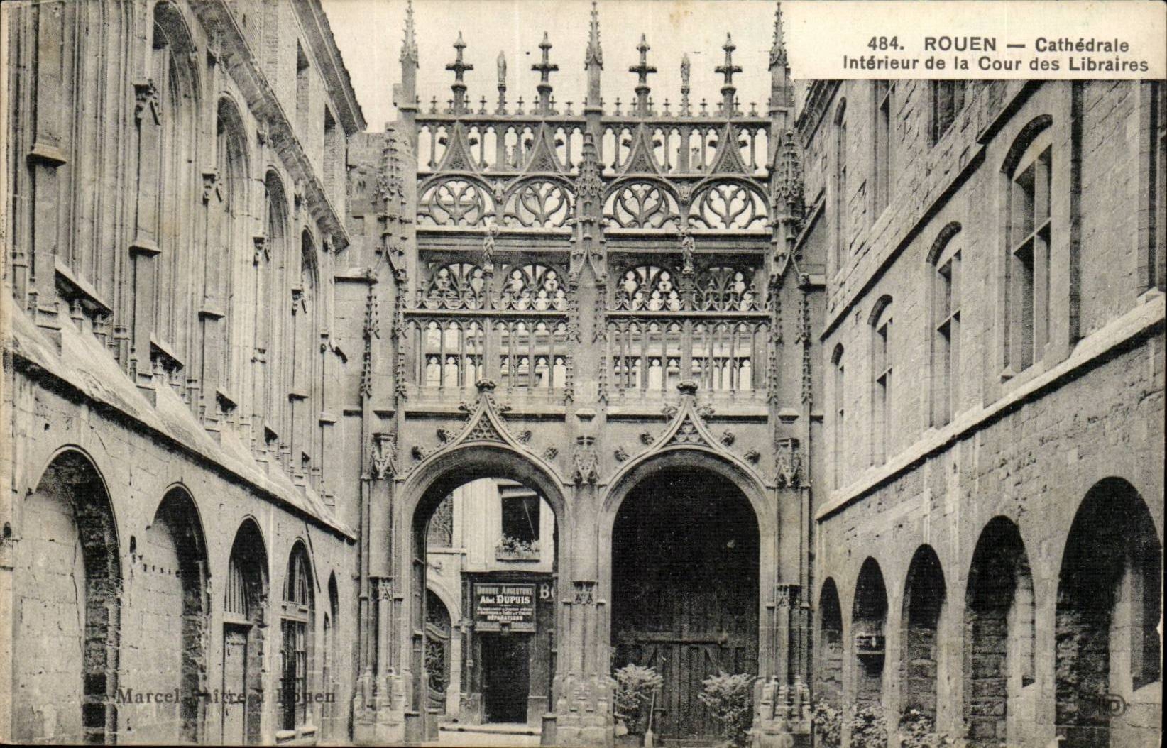 Rouen-Cathedral-interior of the Court of the Bookstores-CPA
