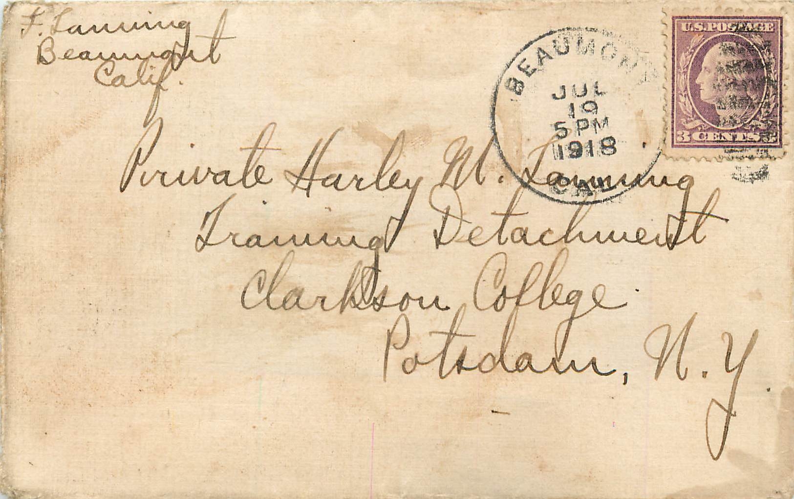 Lettre Cover Militaria 1918 Beaumont