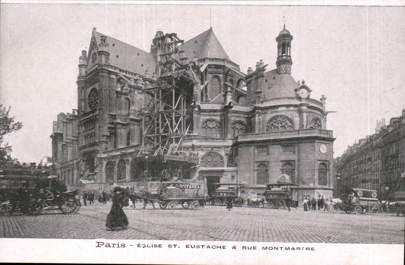 Paris Church St Eustace and street Montmatre - CPA