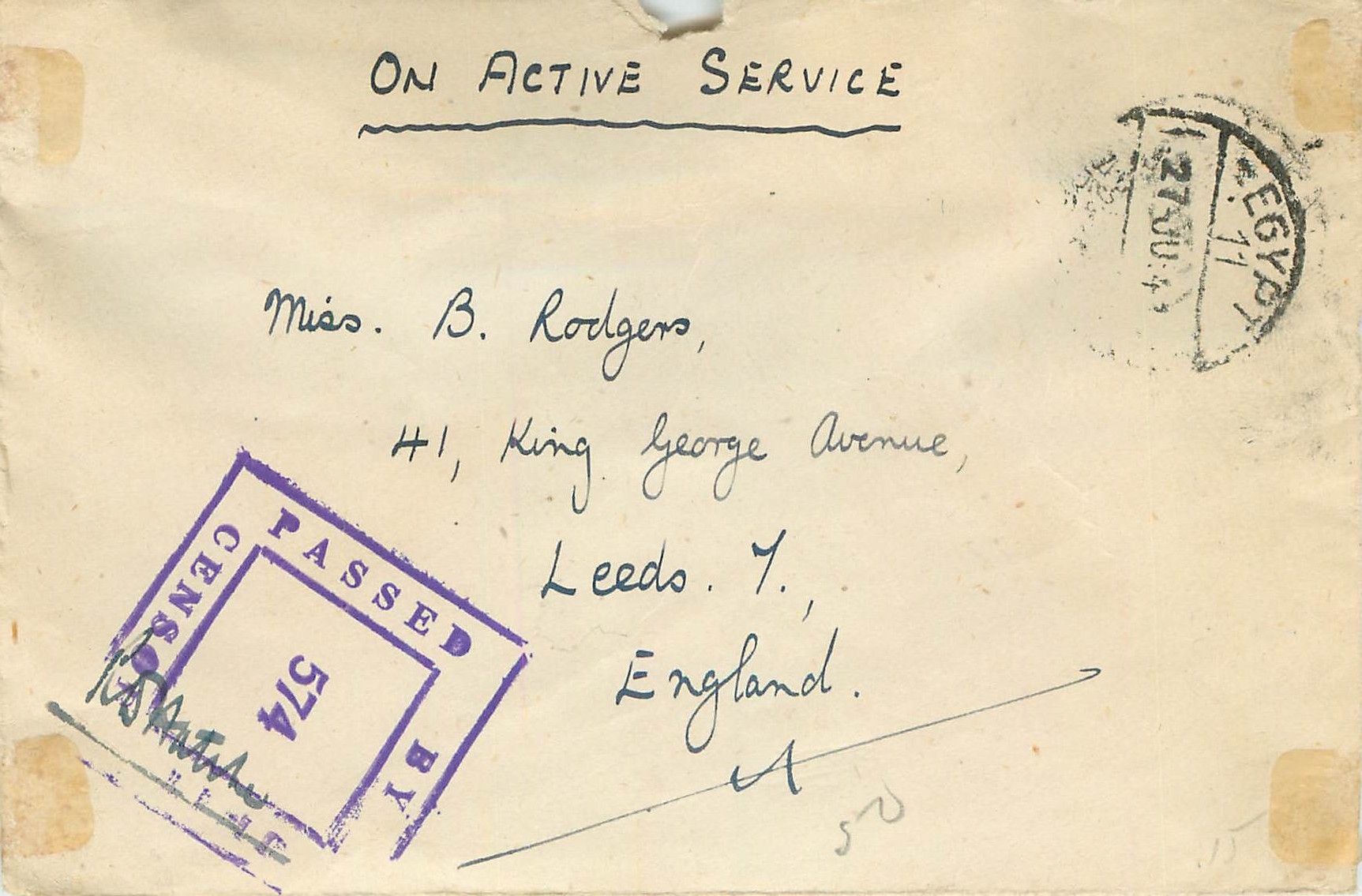 Lettre Cover Egypte Cachet Censure