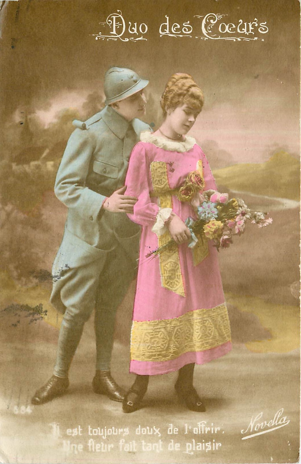 CPA Duo de cœurs Censure Militaria 1918